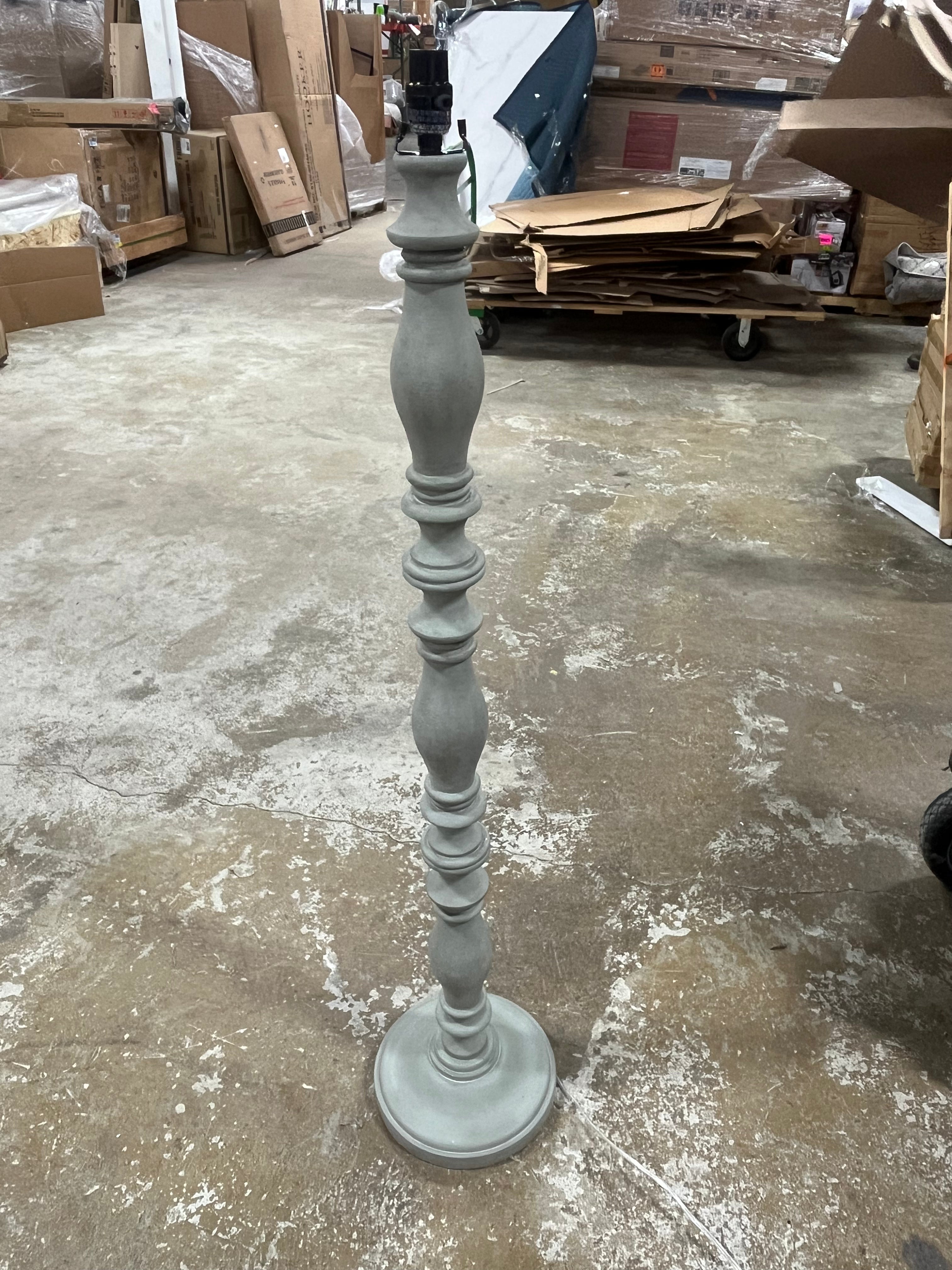 Turned Wood Floor Lamp Gray