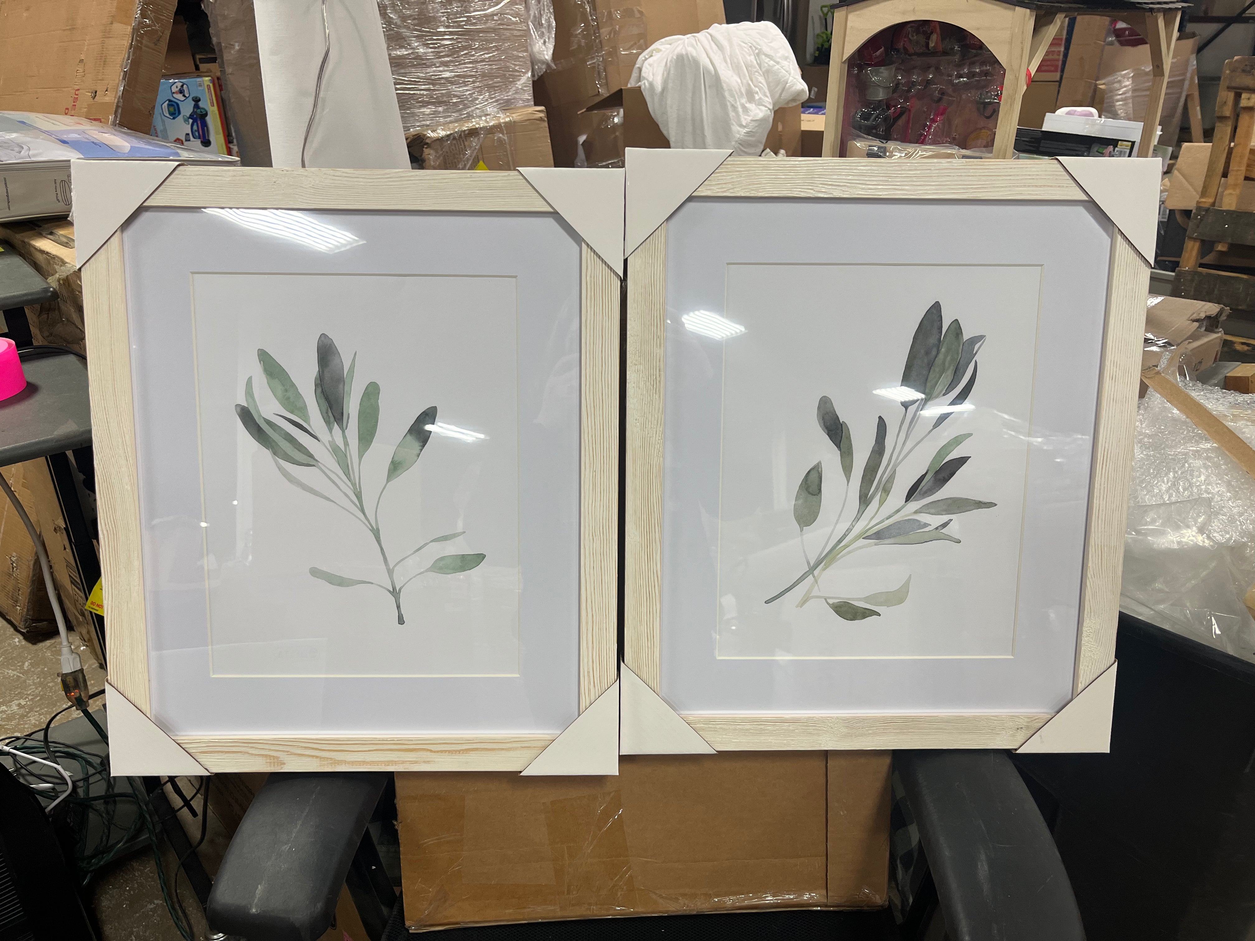 Simple Sage - 2 Piece Picture Frame Painting Print Set