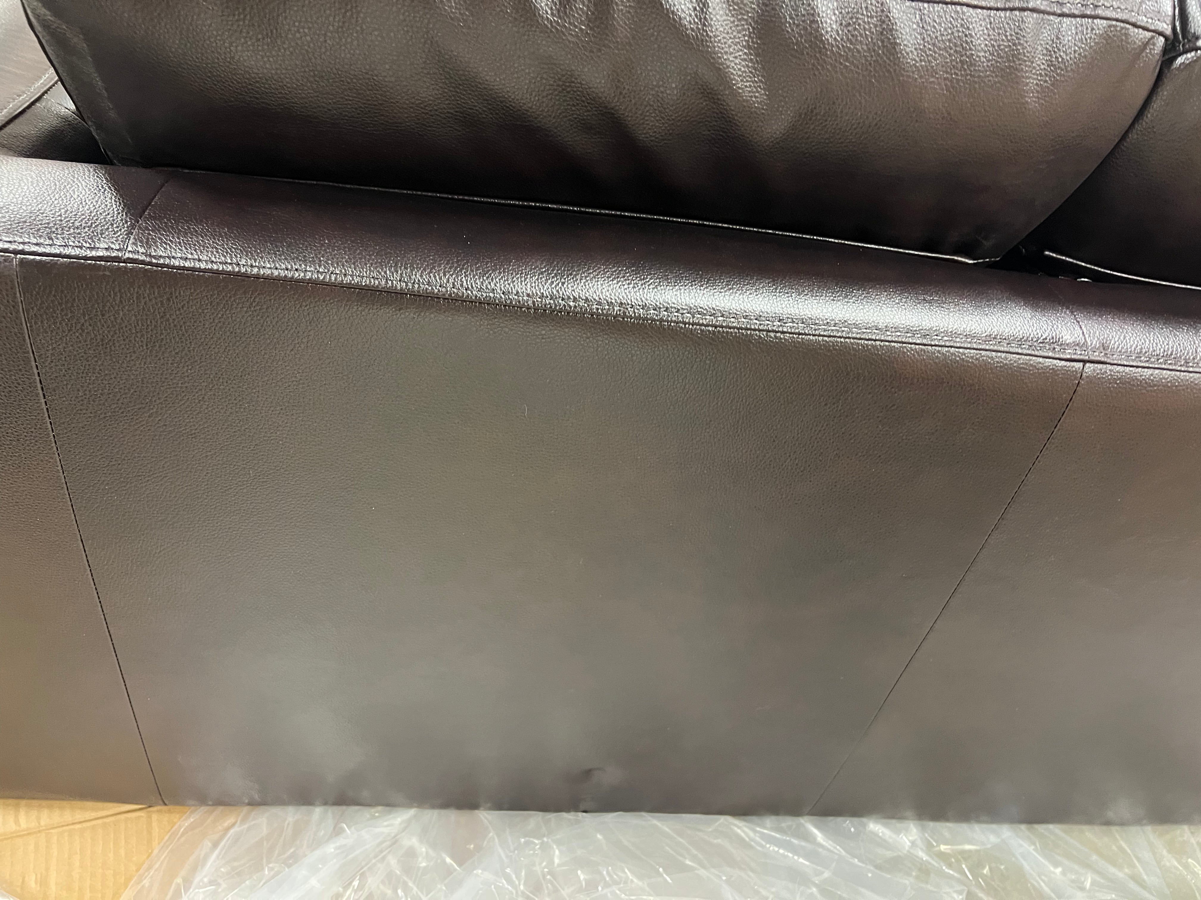 Oversized Genuine Leather Sofa with Solid Wood Frame