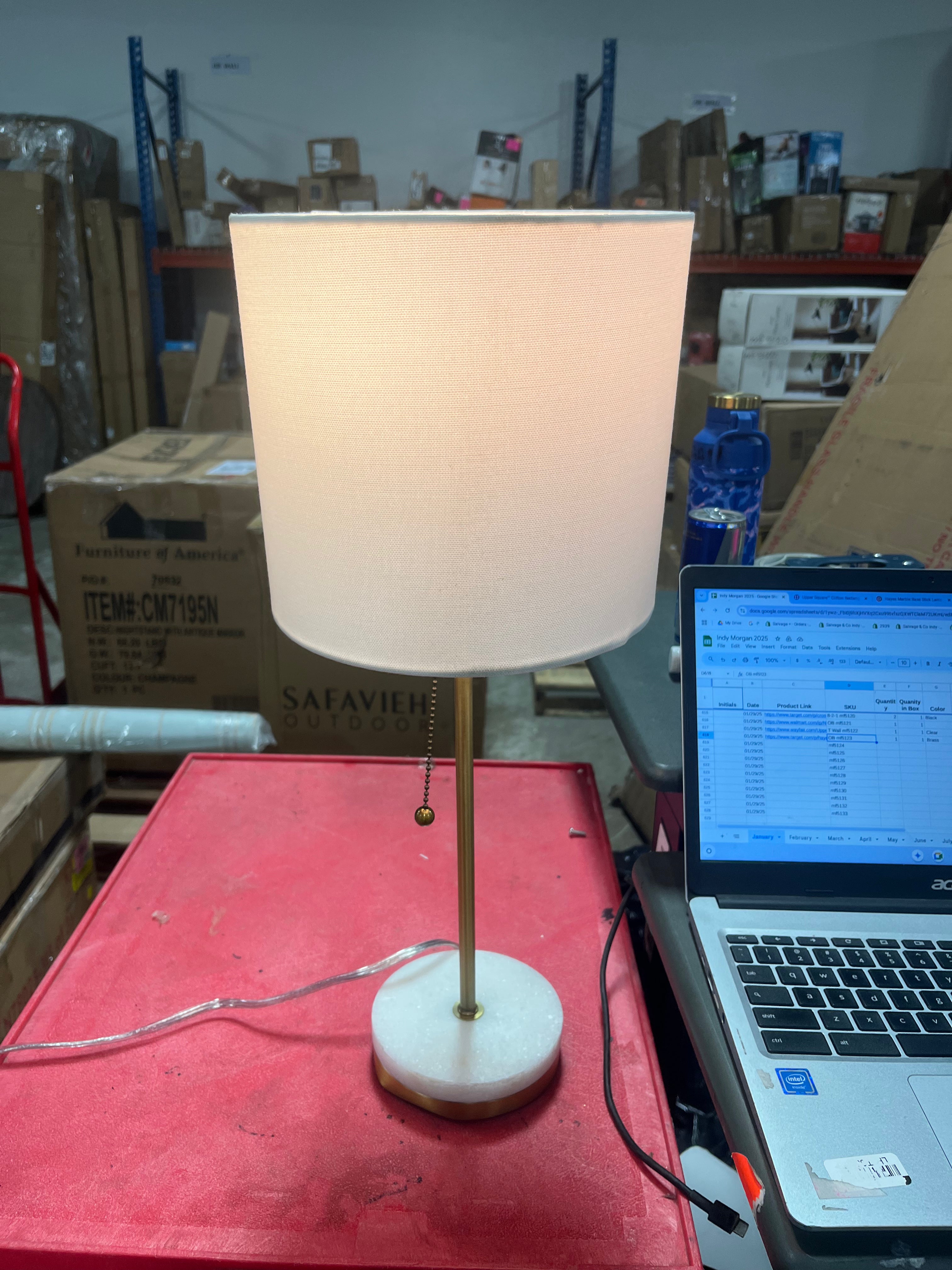 Hayes Marble Base Stick Lamp