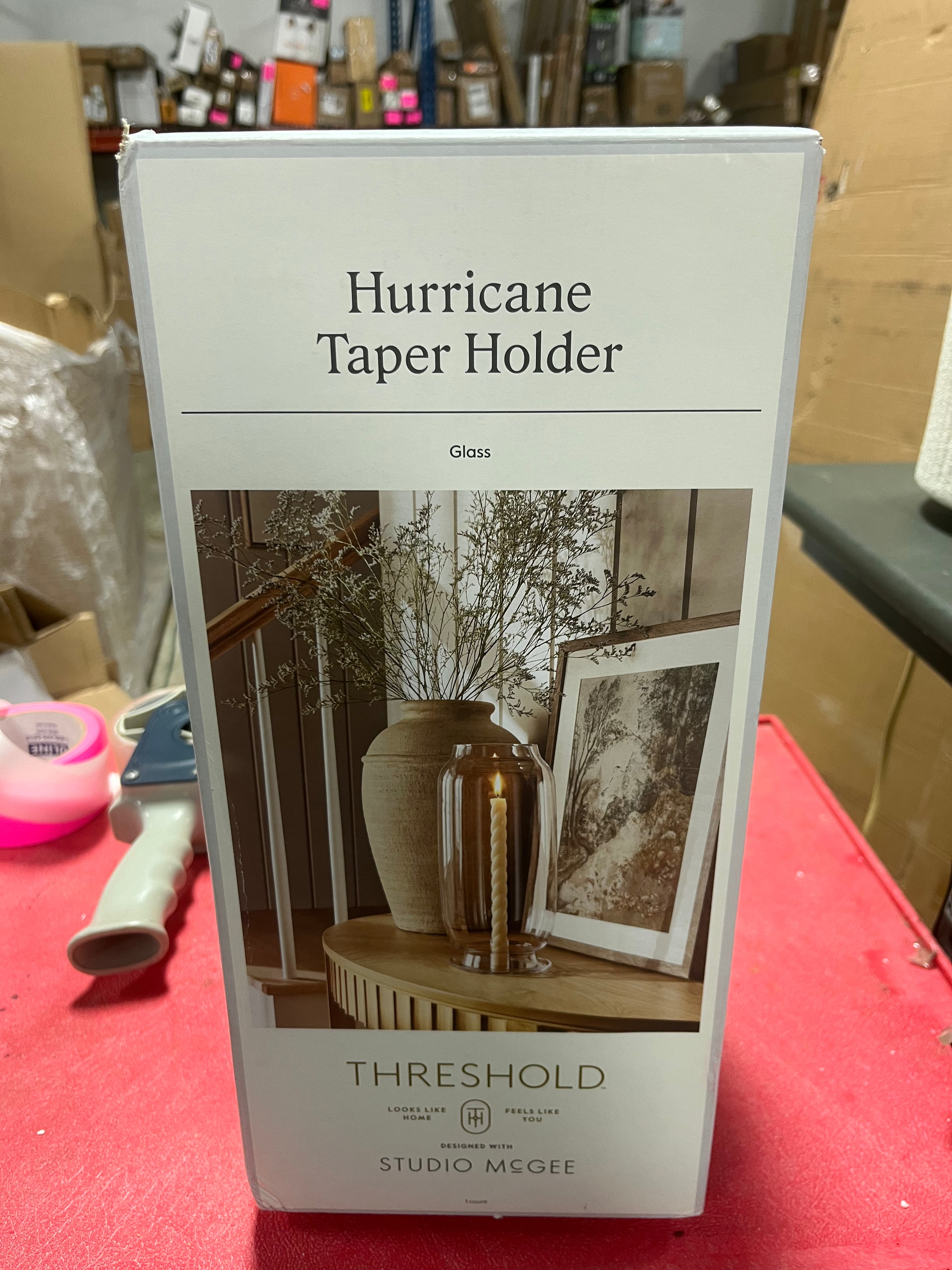 Glass Hurricane Taper Candle Holder