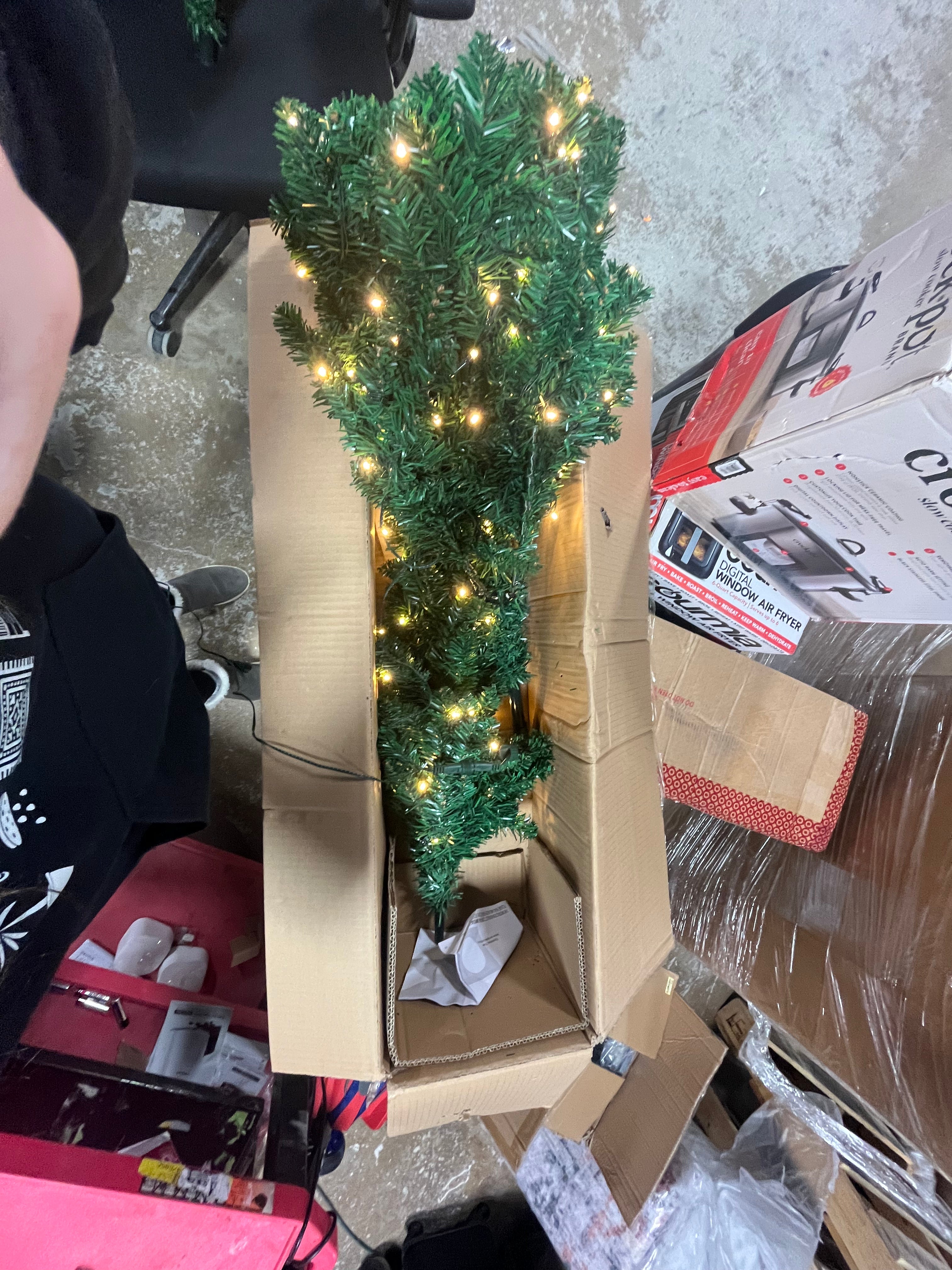 Pre-lit Hinged Pencil Christmas Tree