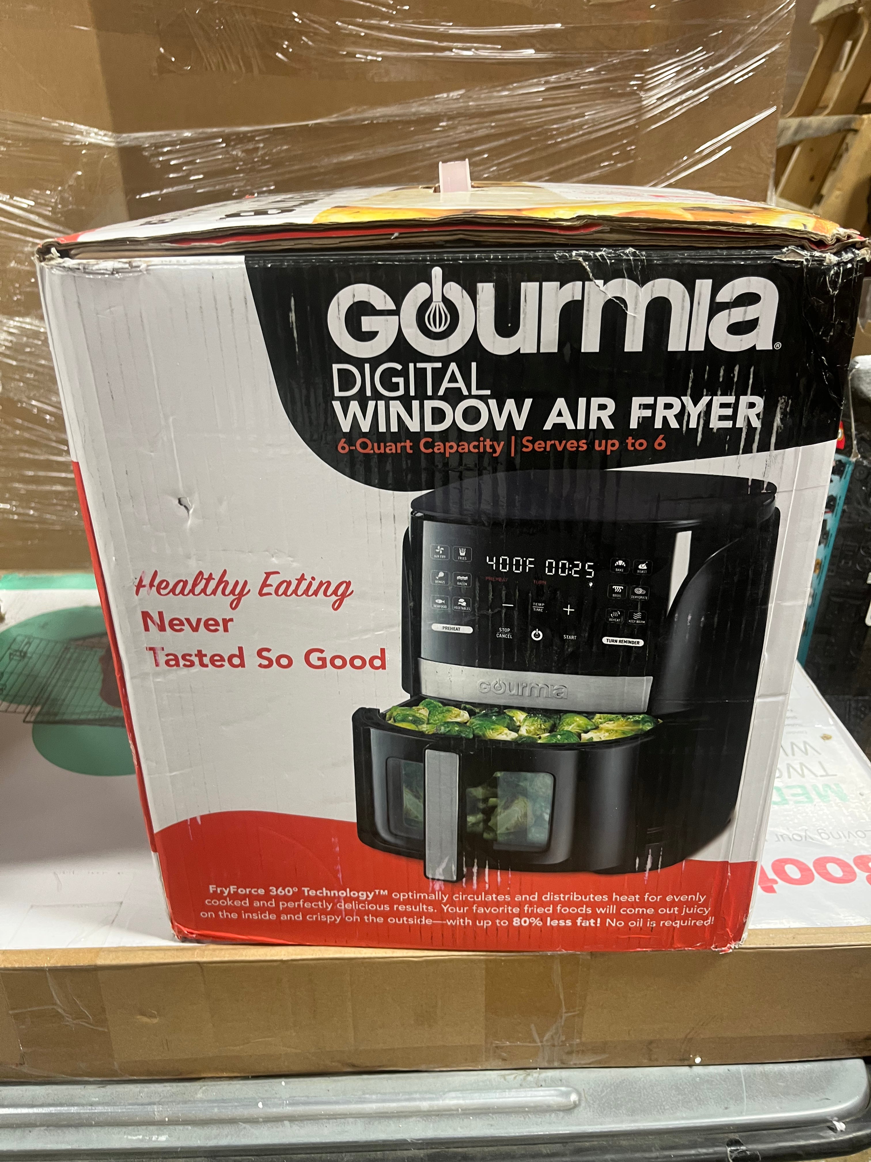 Digital Window Air Fryer with 12 Presets & Guided Cooking Black: Stainless Steel