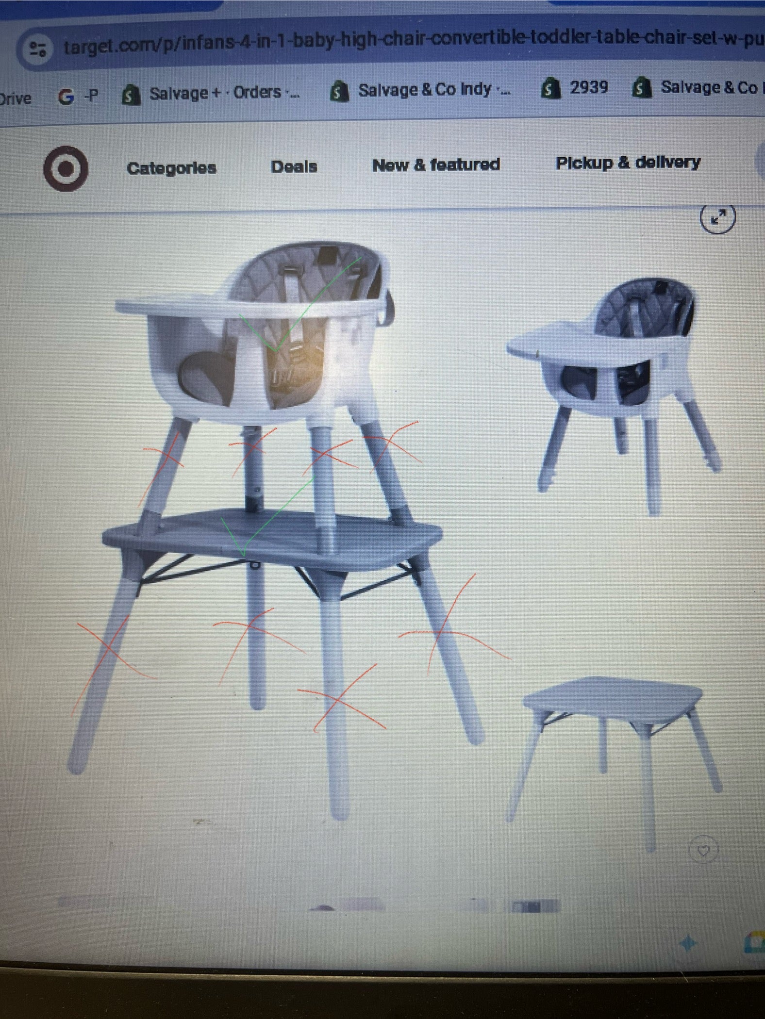 Chair for Babies and Toddlers w/Safety Harness, PU Leather Cushion & Removable Food Tray, Gray