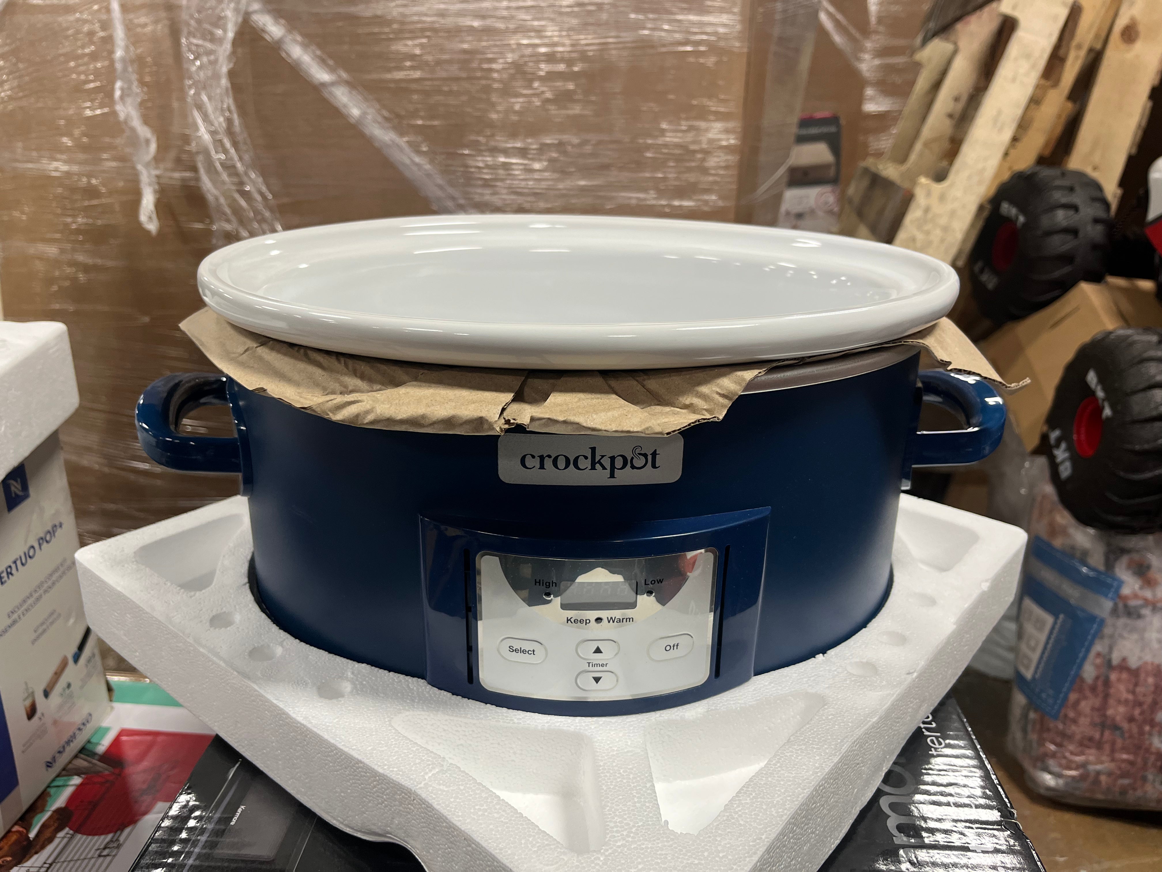 Cook & Carry One Touch Programmable Slow Cooker Poseidon Blue: Locking Lid, Dishwasher-Safe Parts