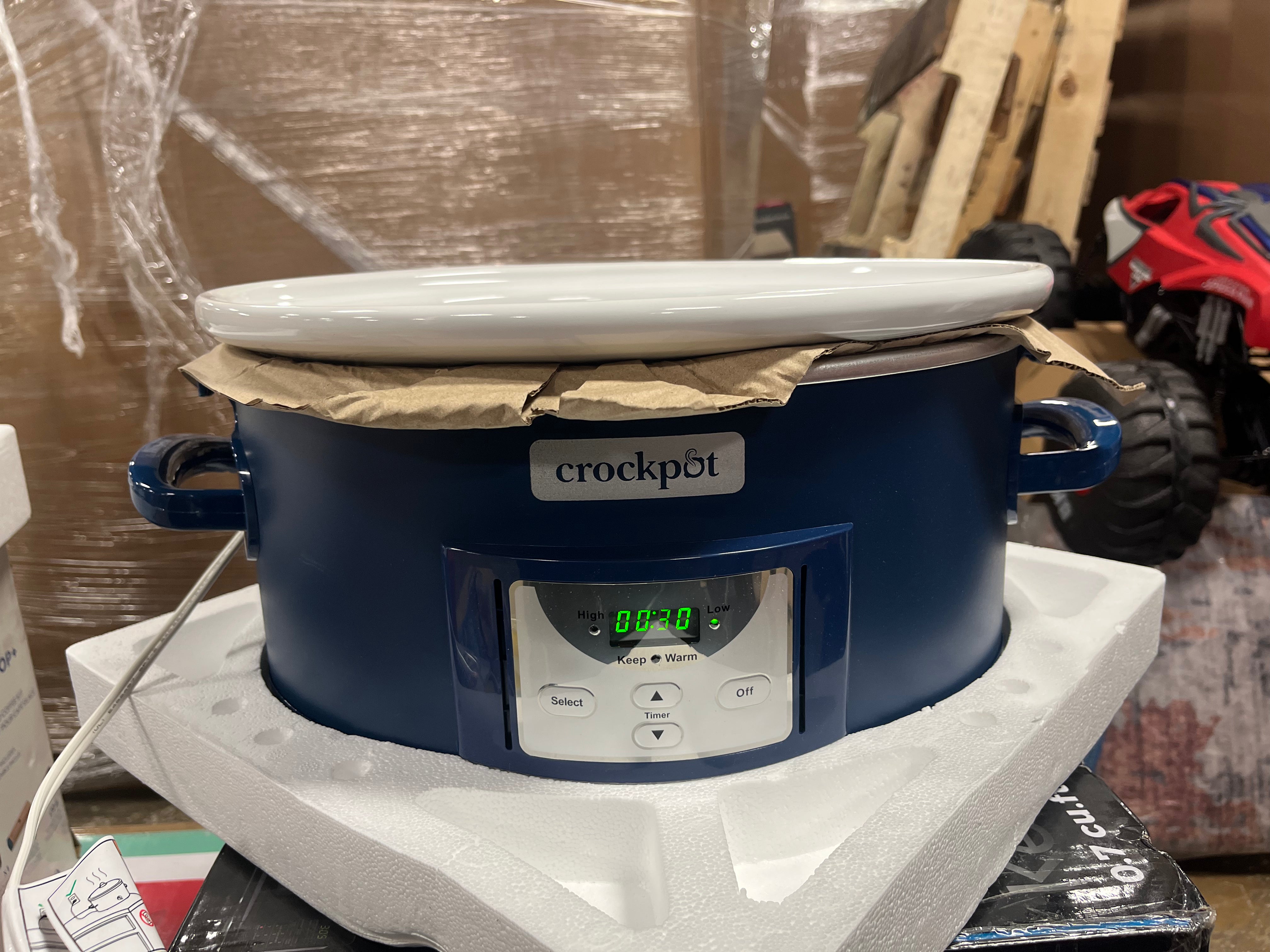 Cook & Carry One Touch Programmable Slow Cooker Poseidon Blue: Locking Lid, Dishwasher-Safe Parts