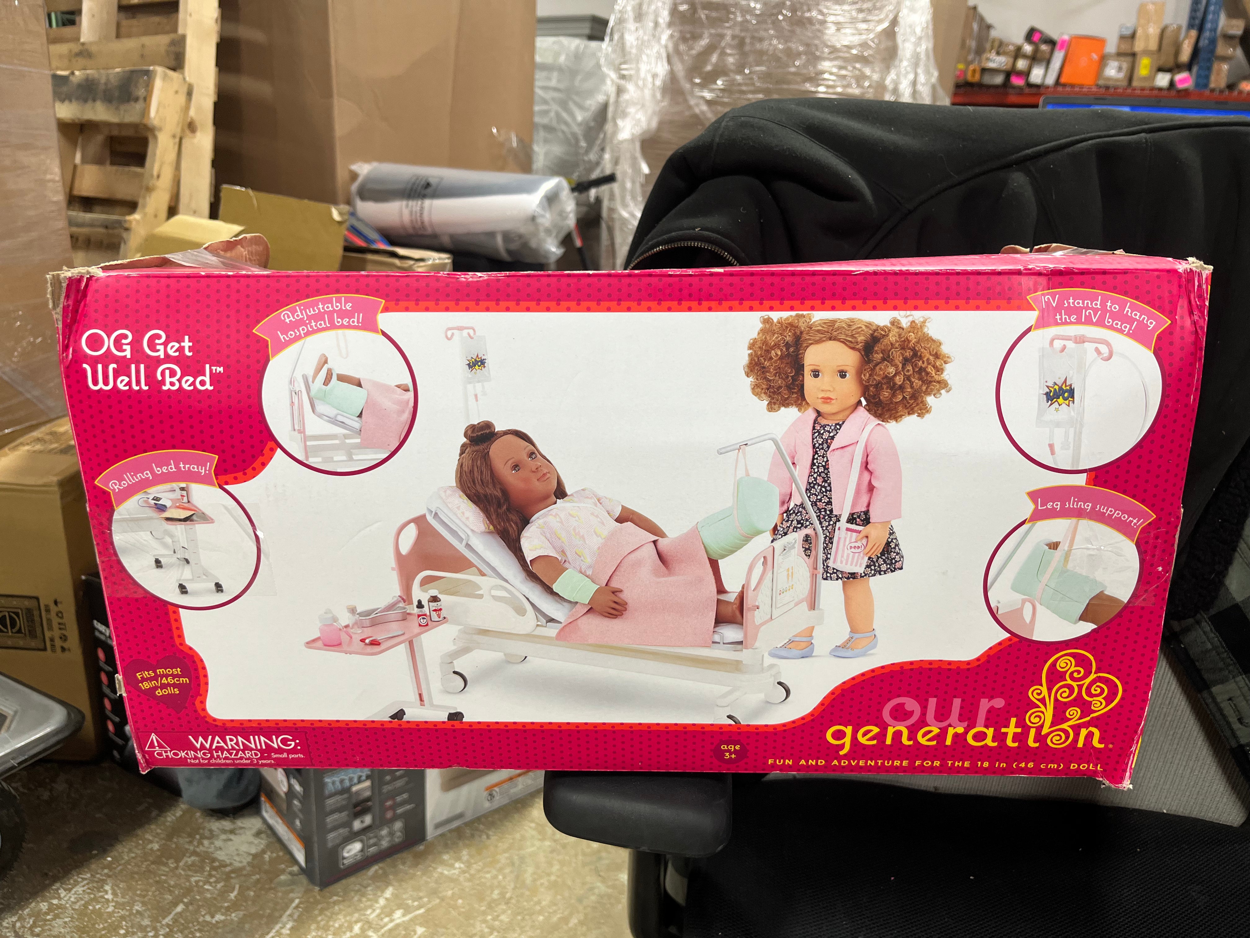 Adjustable Hospital Bed & Doctor Set for  Dolls - Get Well Bed