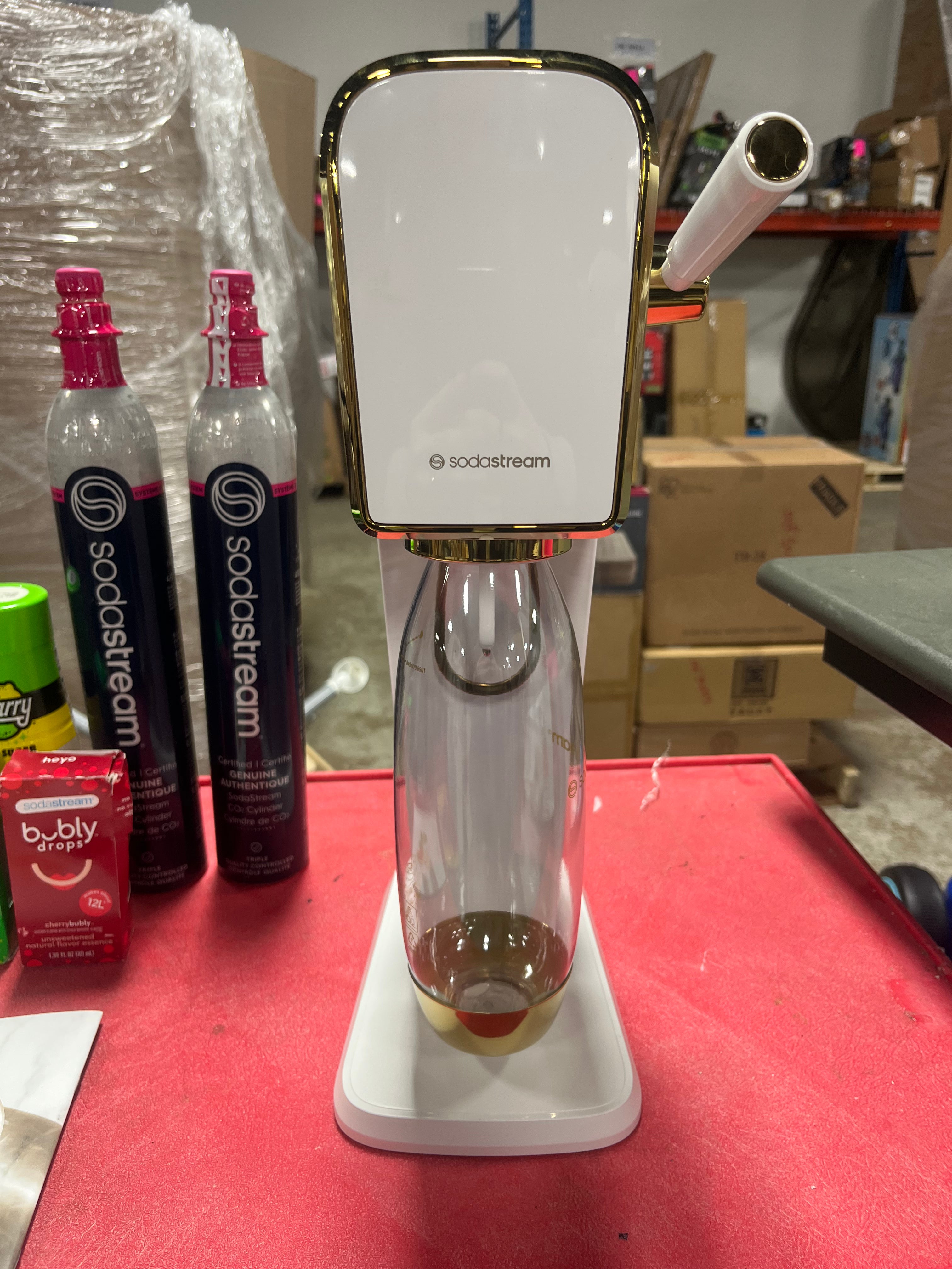 Art Gold Soda Maker with Additional Cylinder and Flavors Bundle