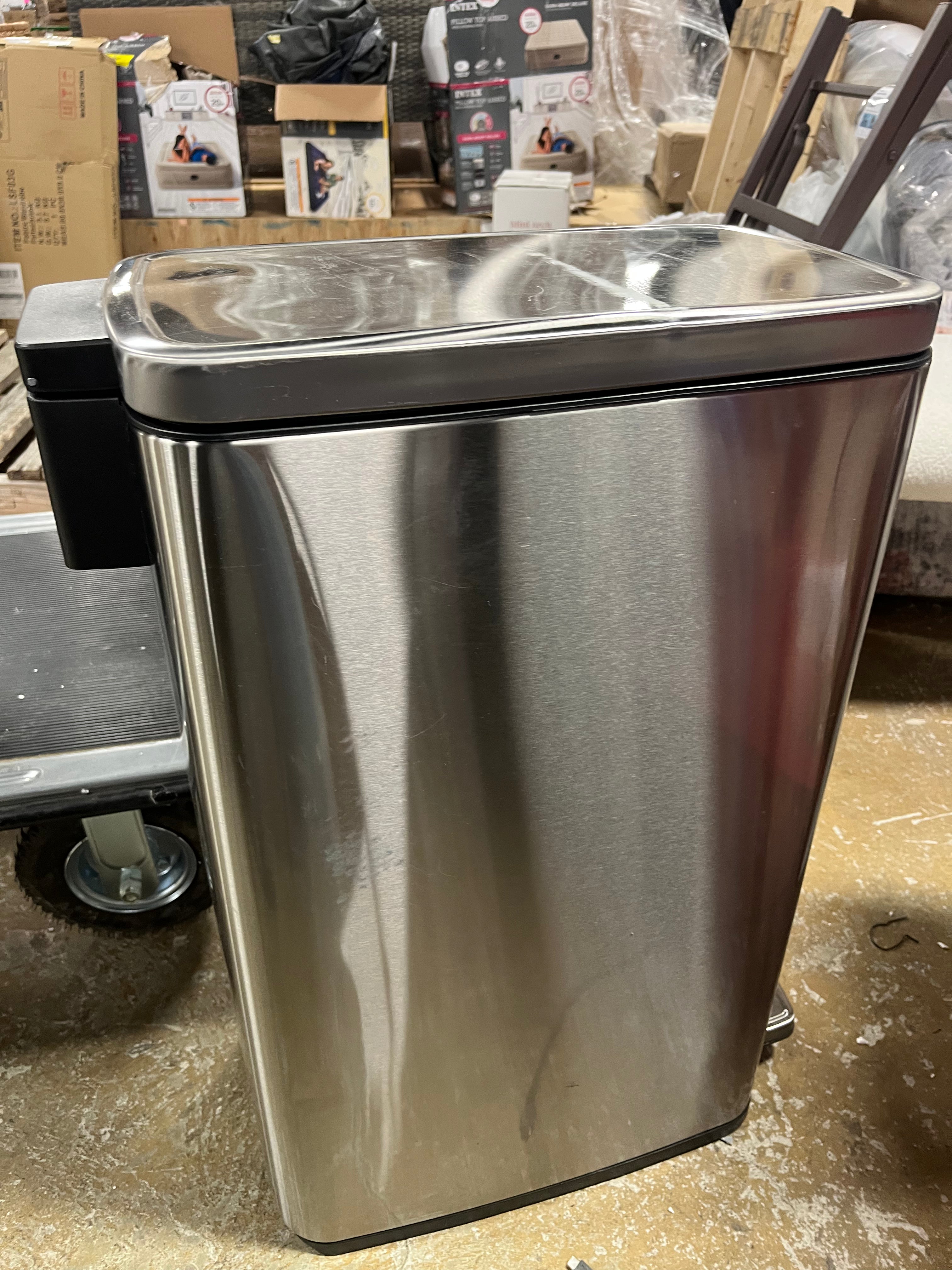 Slim Step Trash Can -  Stainless Steel Kitchen Garbage Can, Indoor, Smooth Finish, Silver