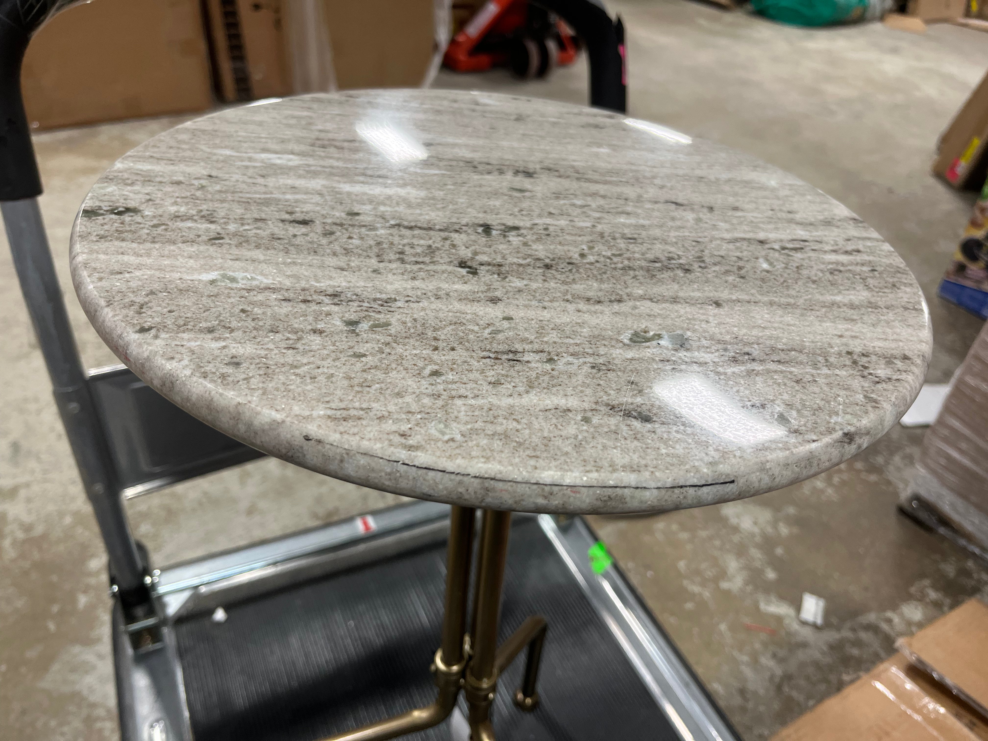 Marble and Brass Accent Side Drink Table
