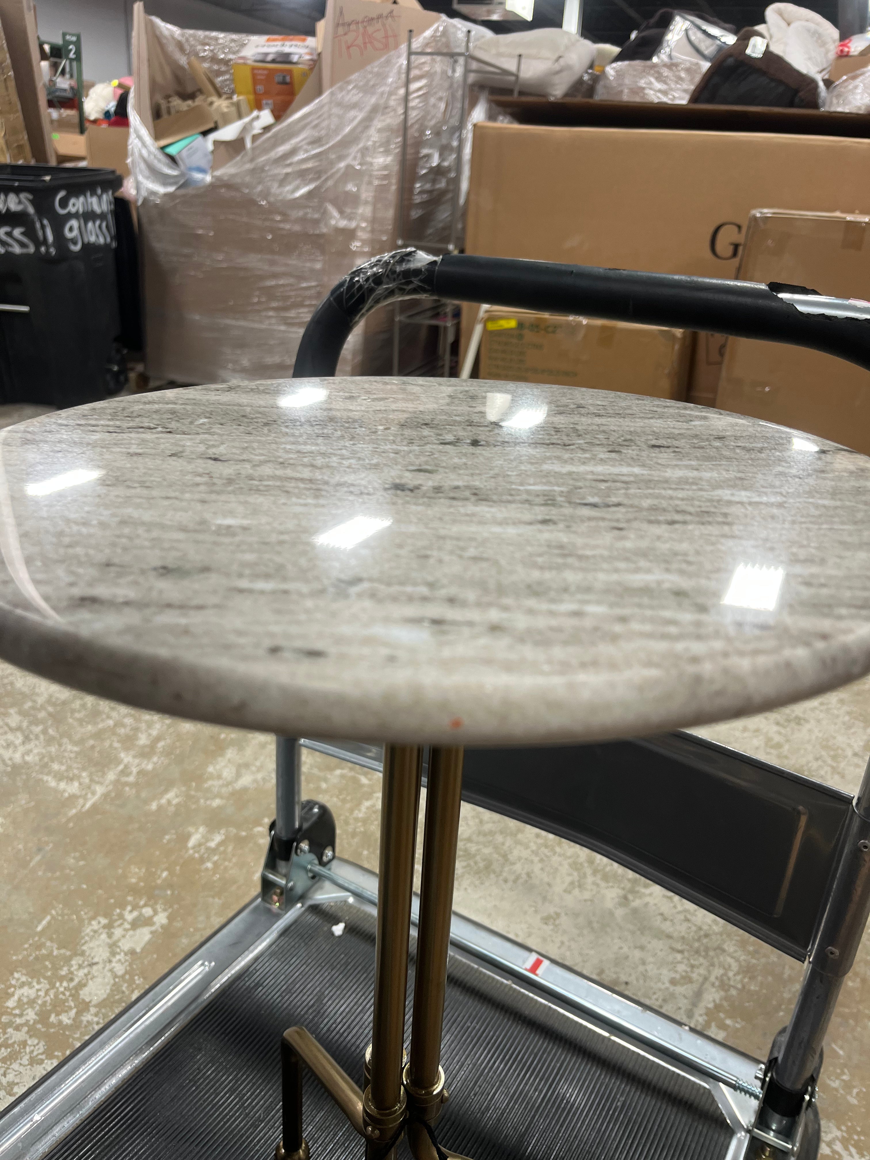Marble and Brass Accent Side Drink Table