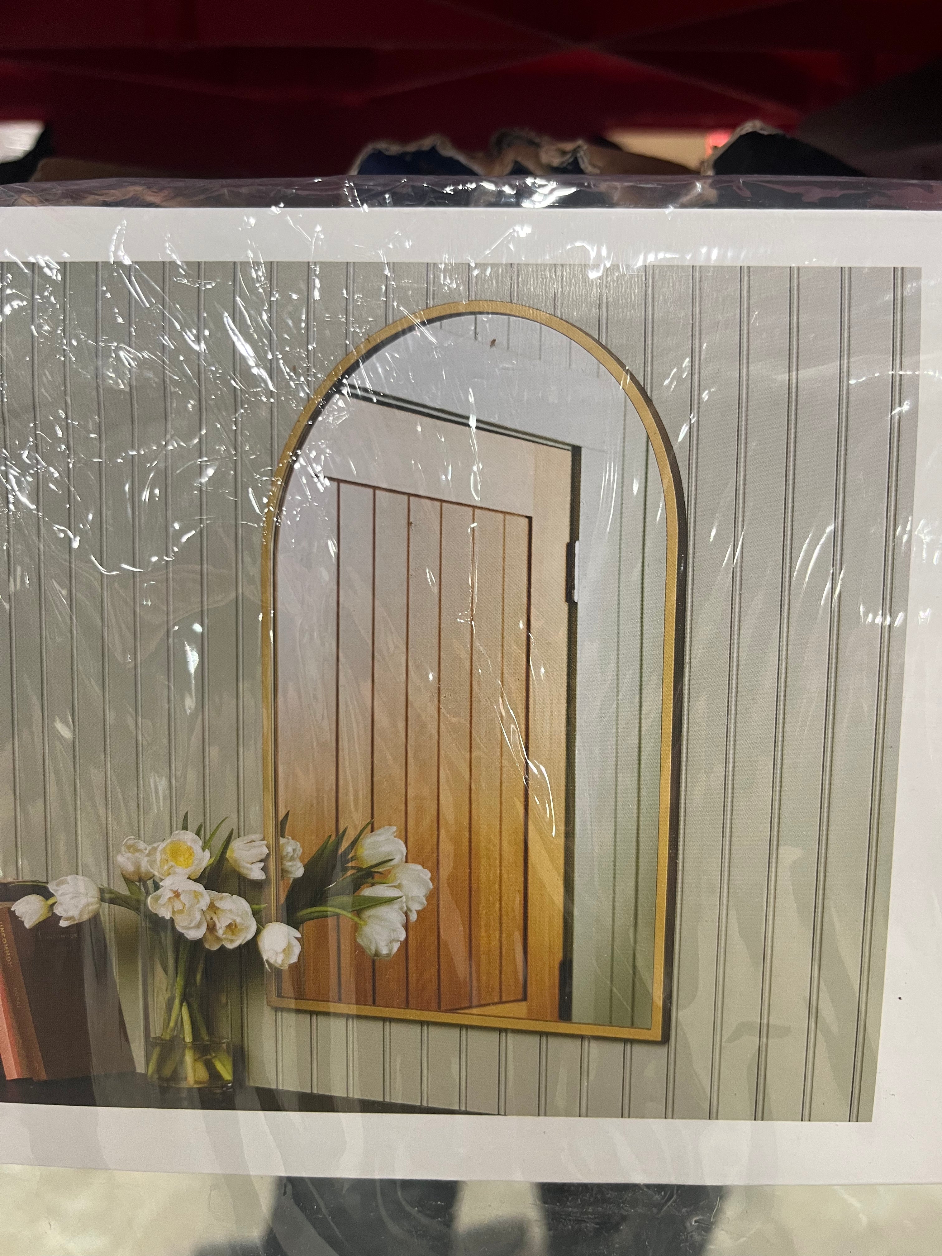 Decorative Wall Mirror Gold -  Modern Powder-Coated Metal, Novelty Shape, Wall Mount