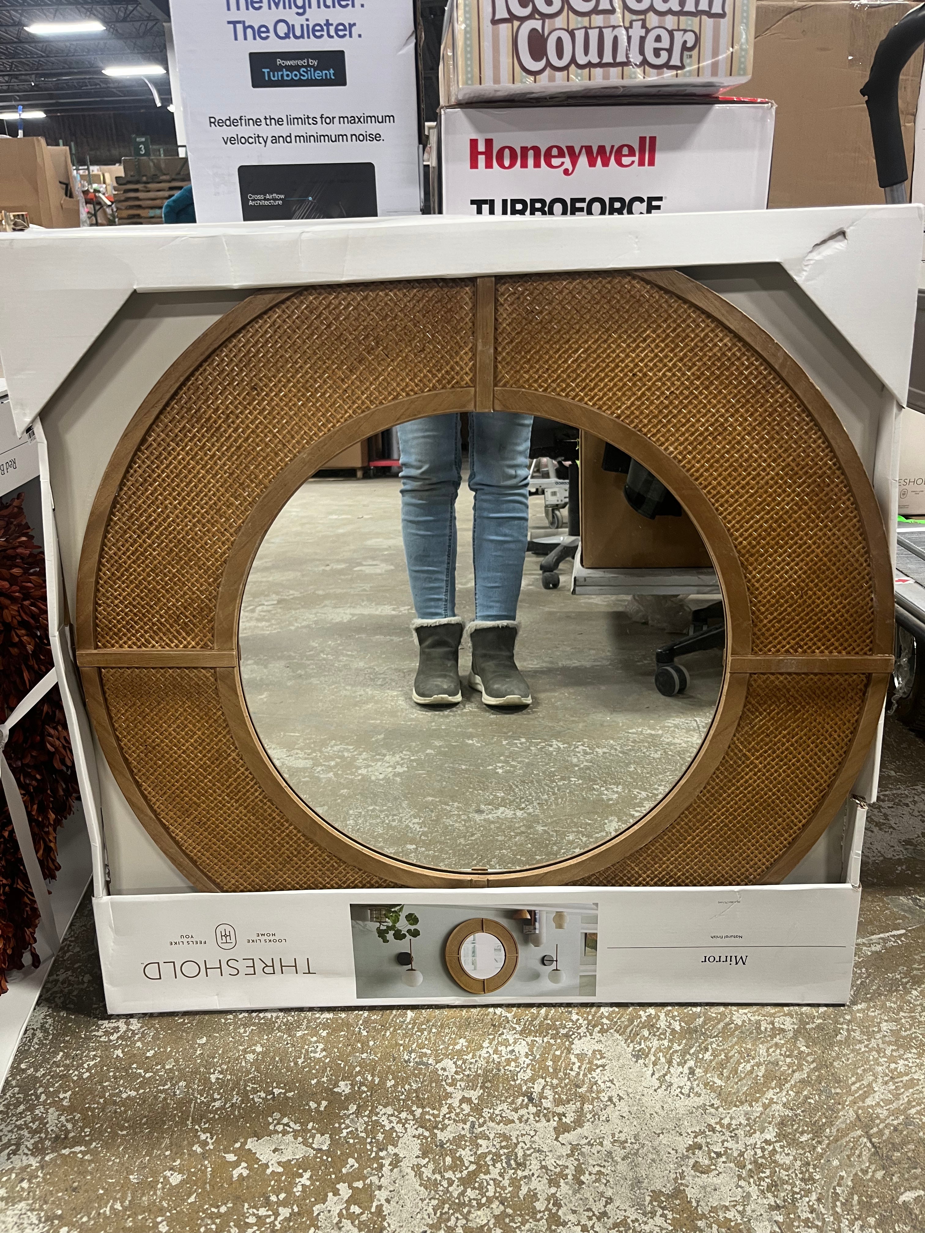 Caning Round Wall Mirror