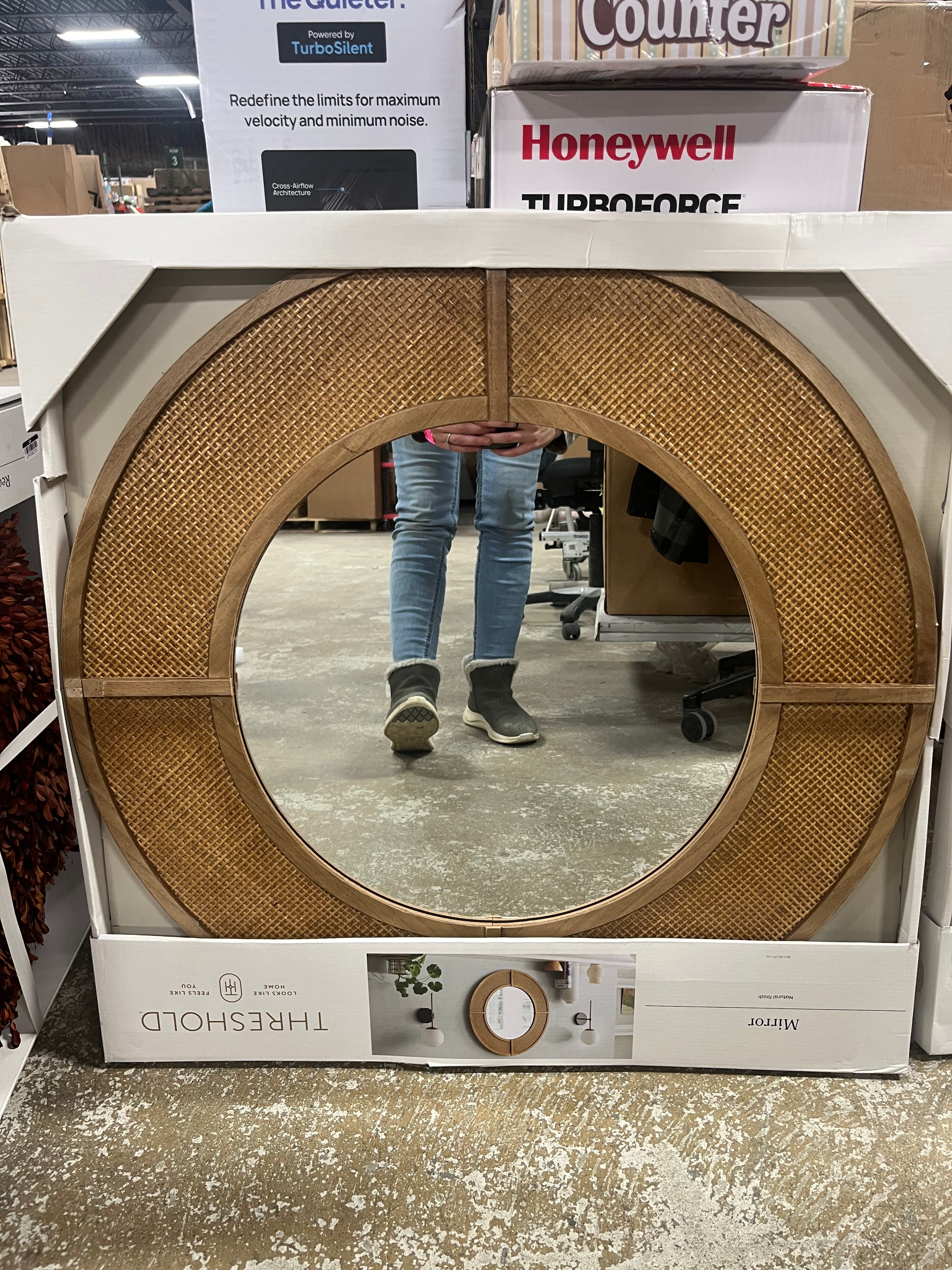 Caning Round Wall Mirror
