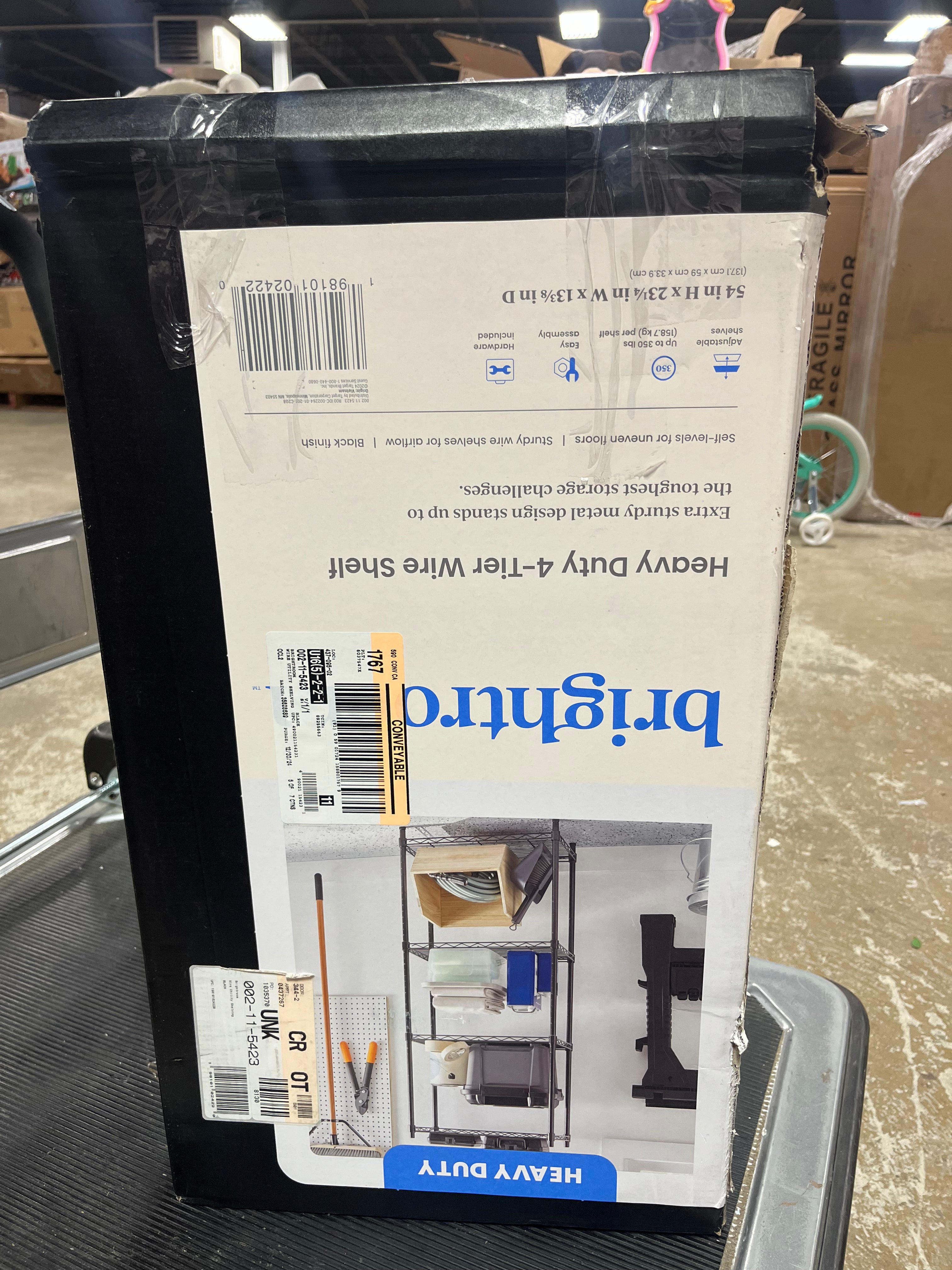 4 Tier Wire Shelving Black - Steel Utility Storage, Adjustable Feet & Shelves