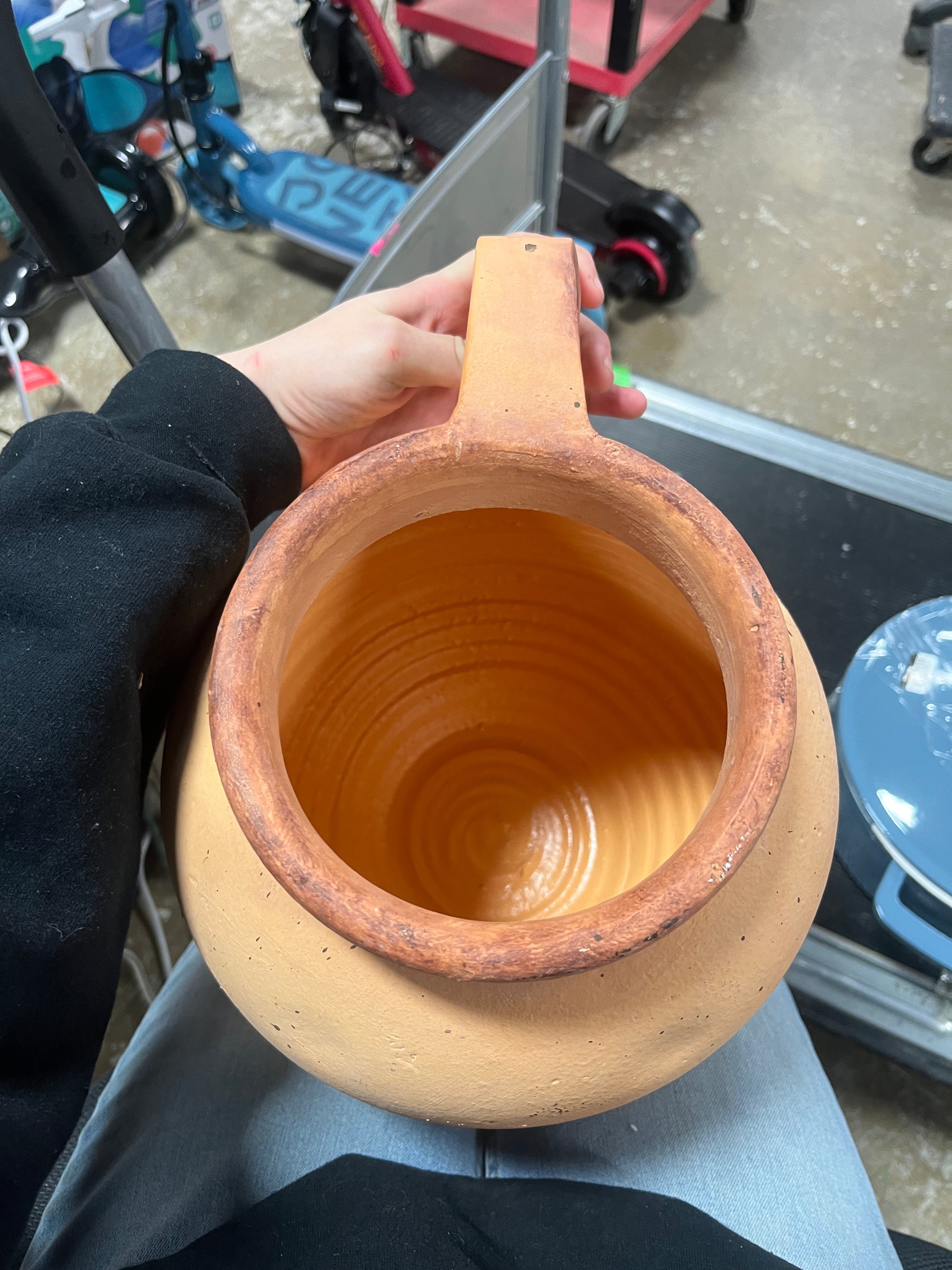 Single Handle Ceramic Vase - Watertight Terracotta Jug, Decorative Tabletop Piece