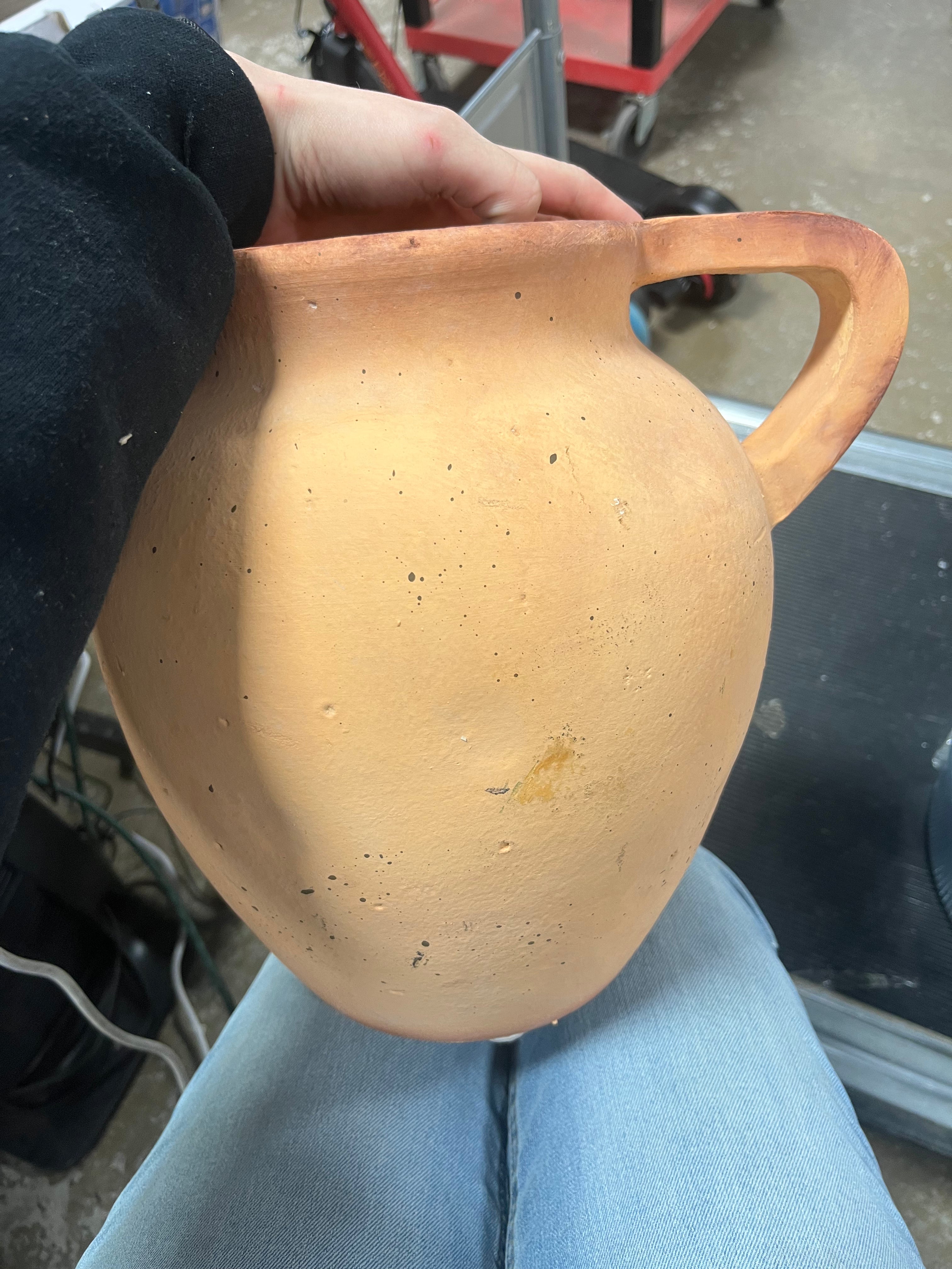 Single Handle Ceramic Vase - Watertight Terracotta Jug, Decorative Tabletop Piece
