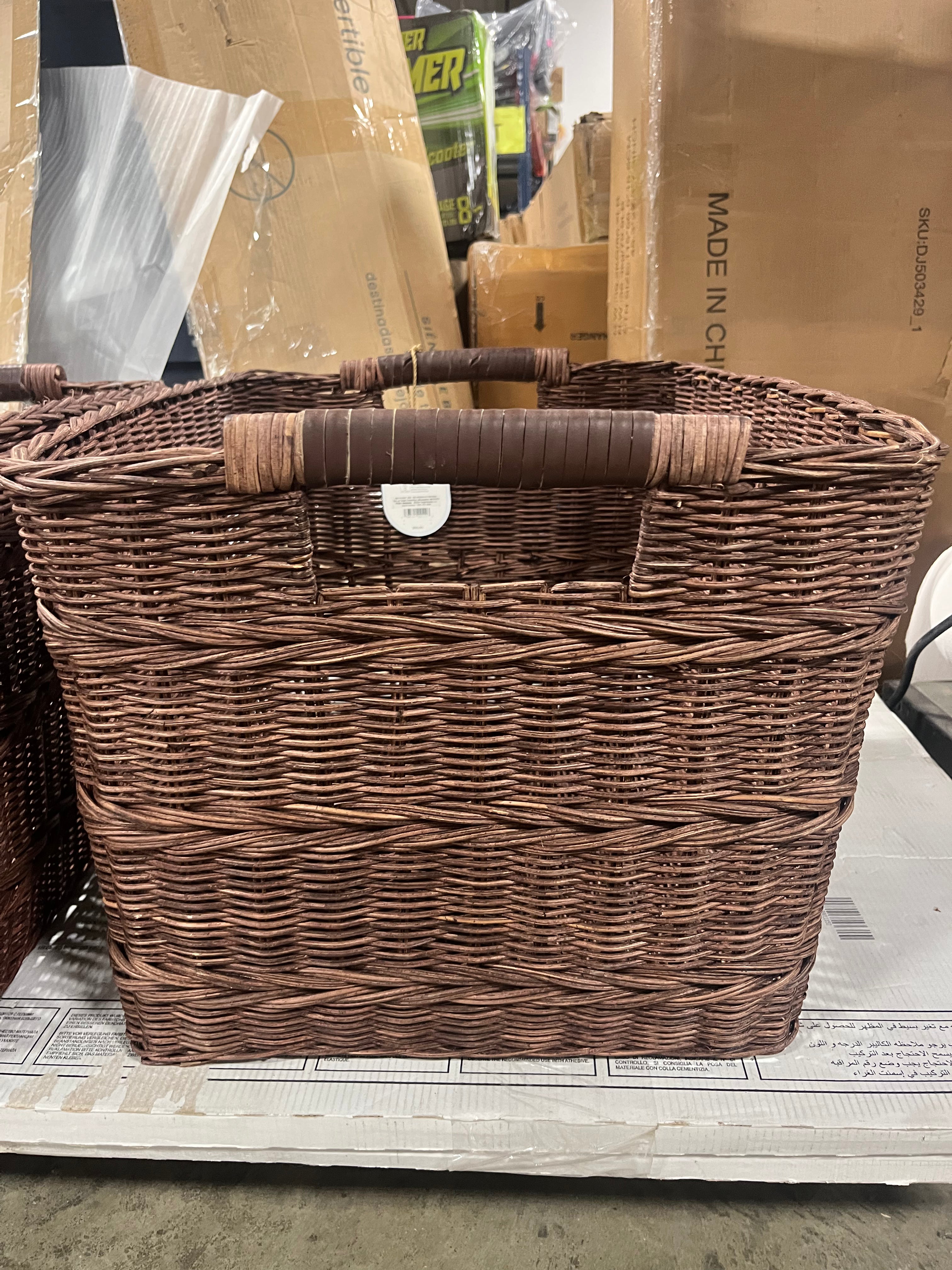 Rectangle Rattan Decorative Basket Dark Brown - FSC Certified Wicker Storage, Spot Clean