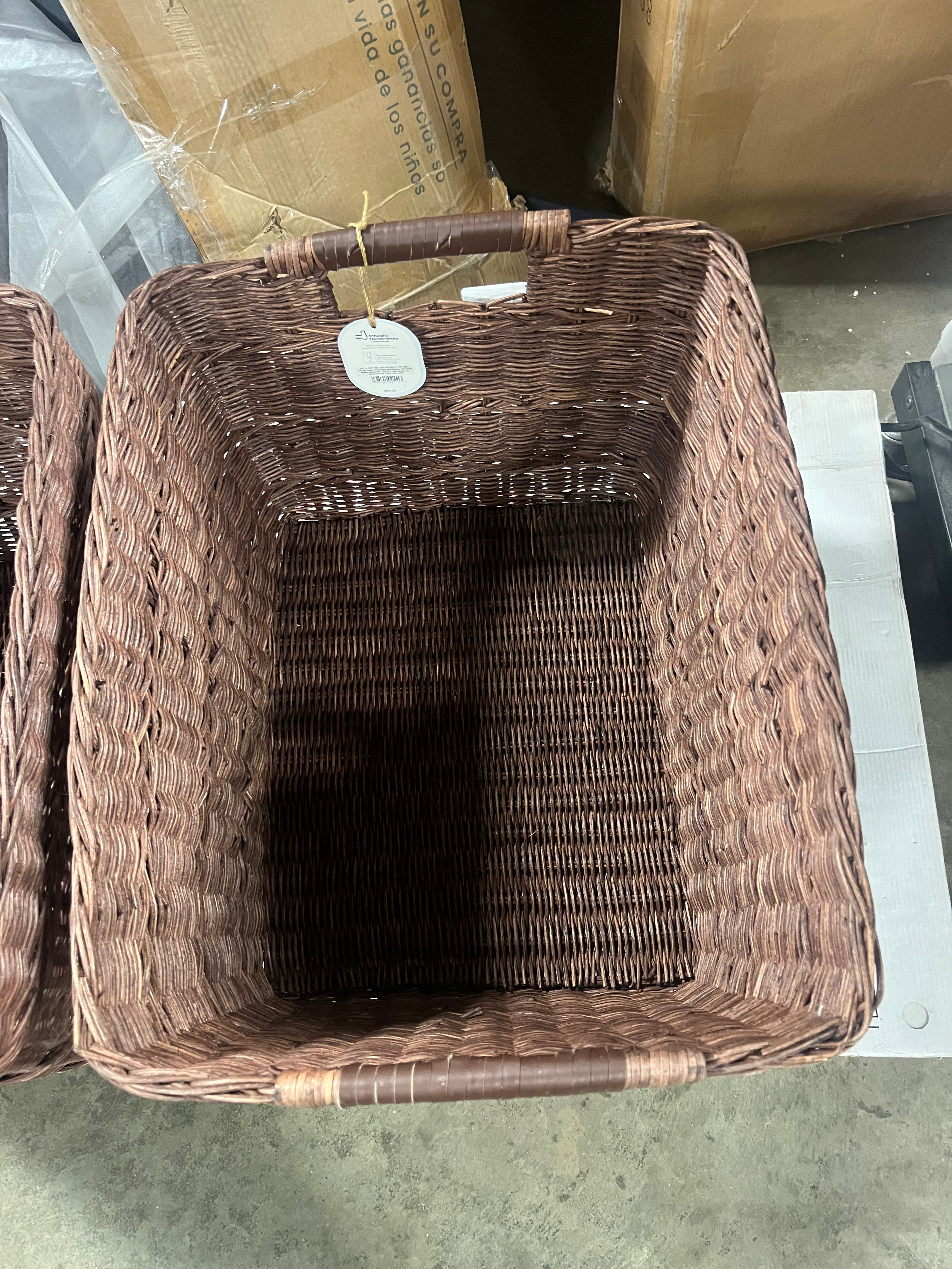 Rectangle Rattan Decorative Basket Dark Brown - FSC Certified Wicker Storage, Spot Clean