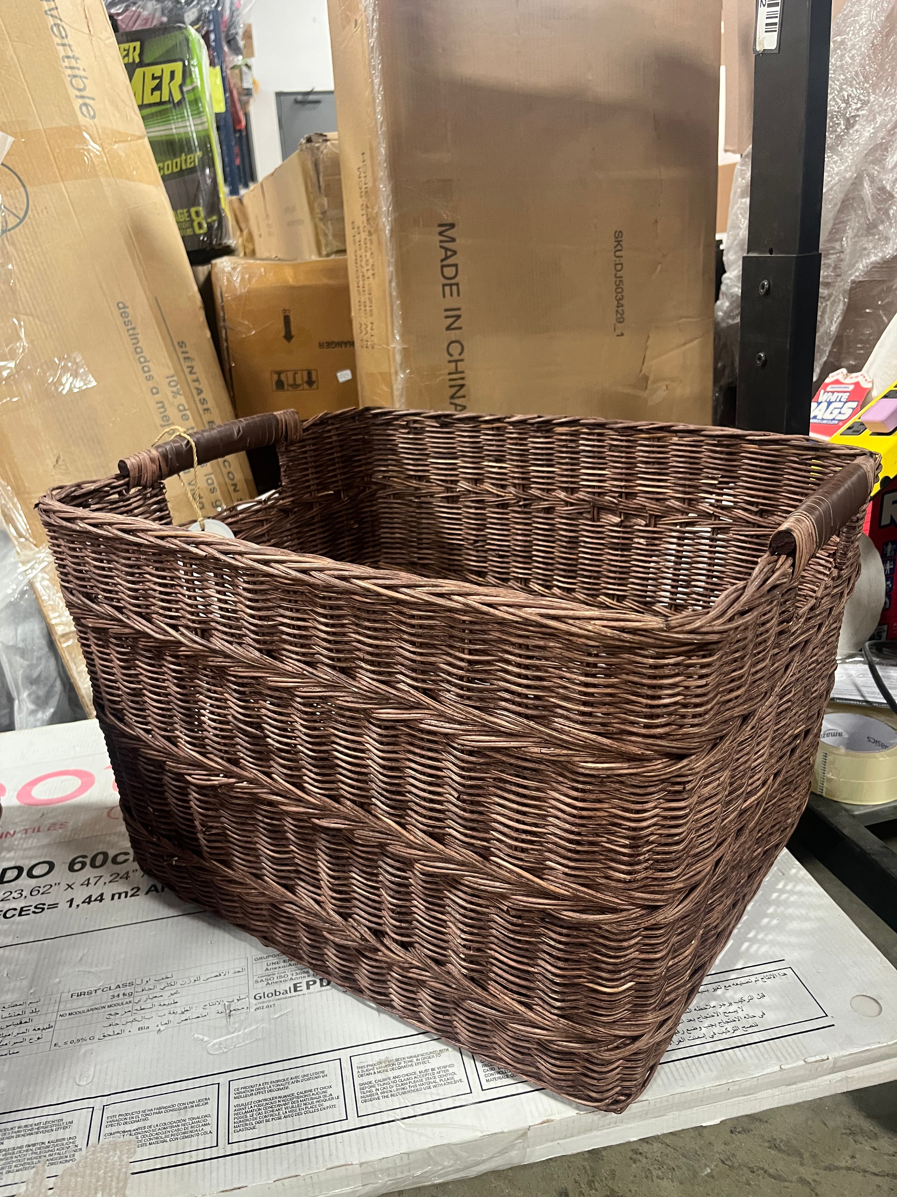 Rectangle Rattan Decorative Basket Dark Brown - FSC Certified Wicker Storage, Spot Clean