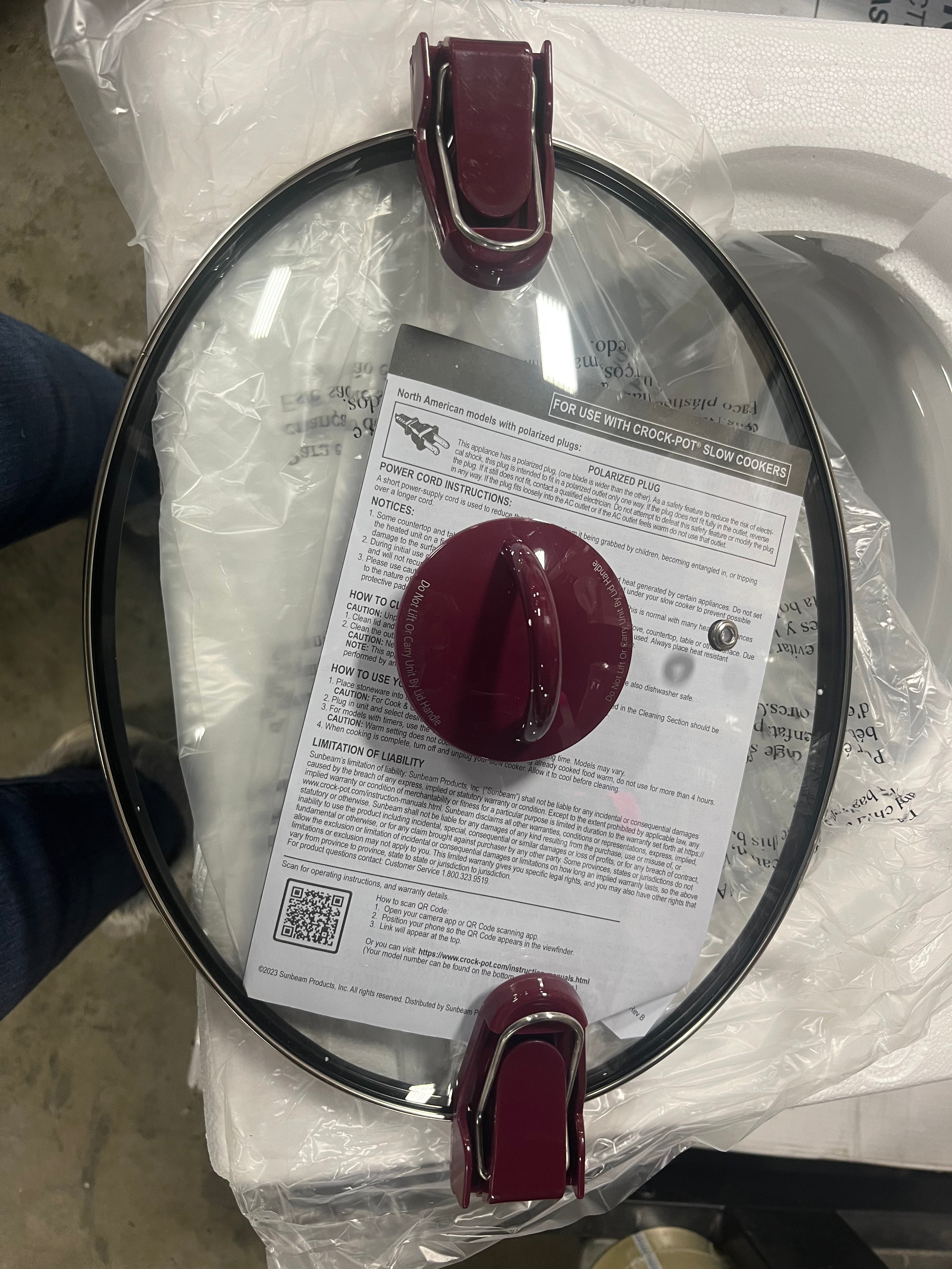 Cook & Carry Programmable Slow Cooker Ceramic Lambrusco Red: 3 Settings, Dishwasher-Safe Parts