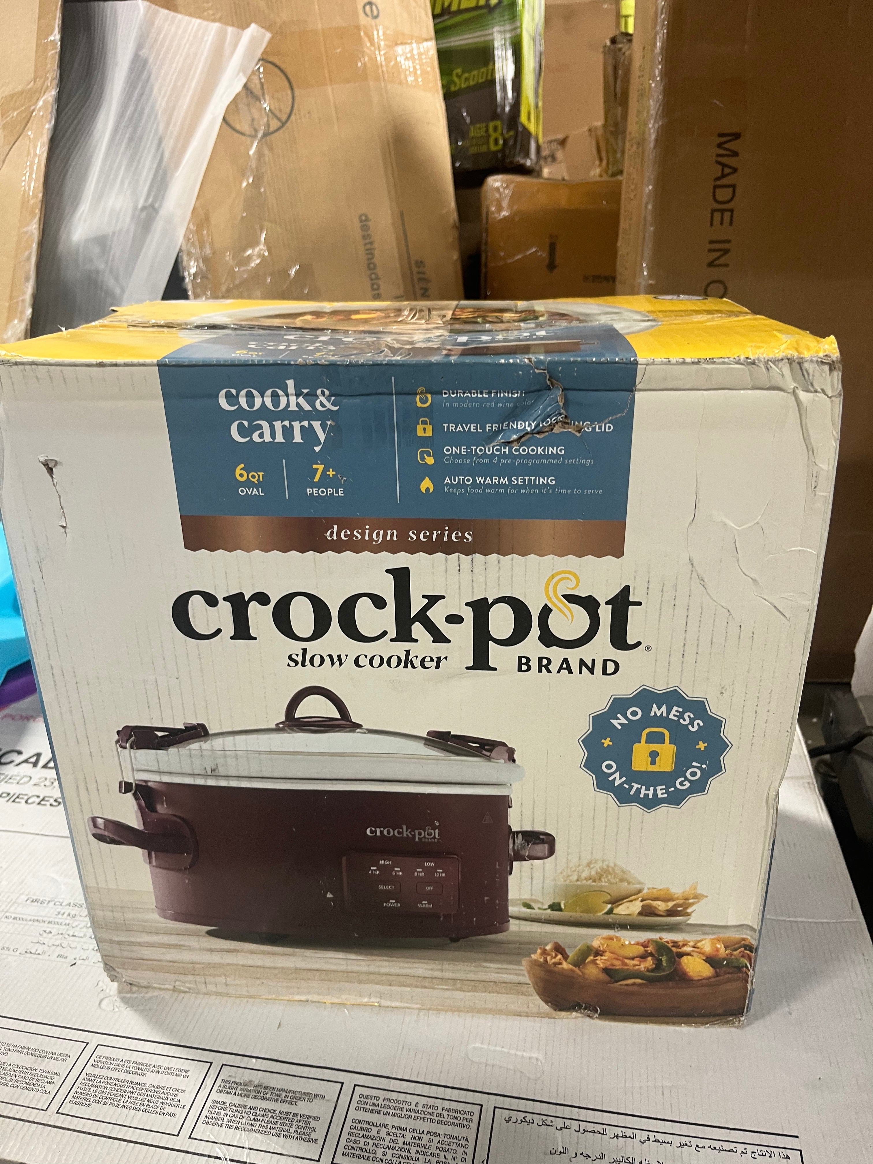 Cook & Carry Programmable Slow Cooker Ceramic Lambrusco Red: 3 Settings, Dishwasher-Safe Parts