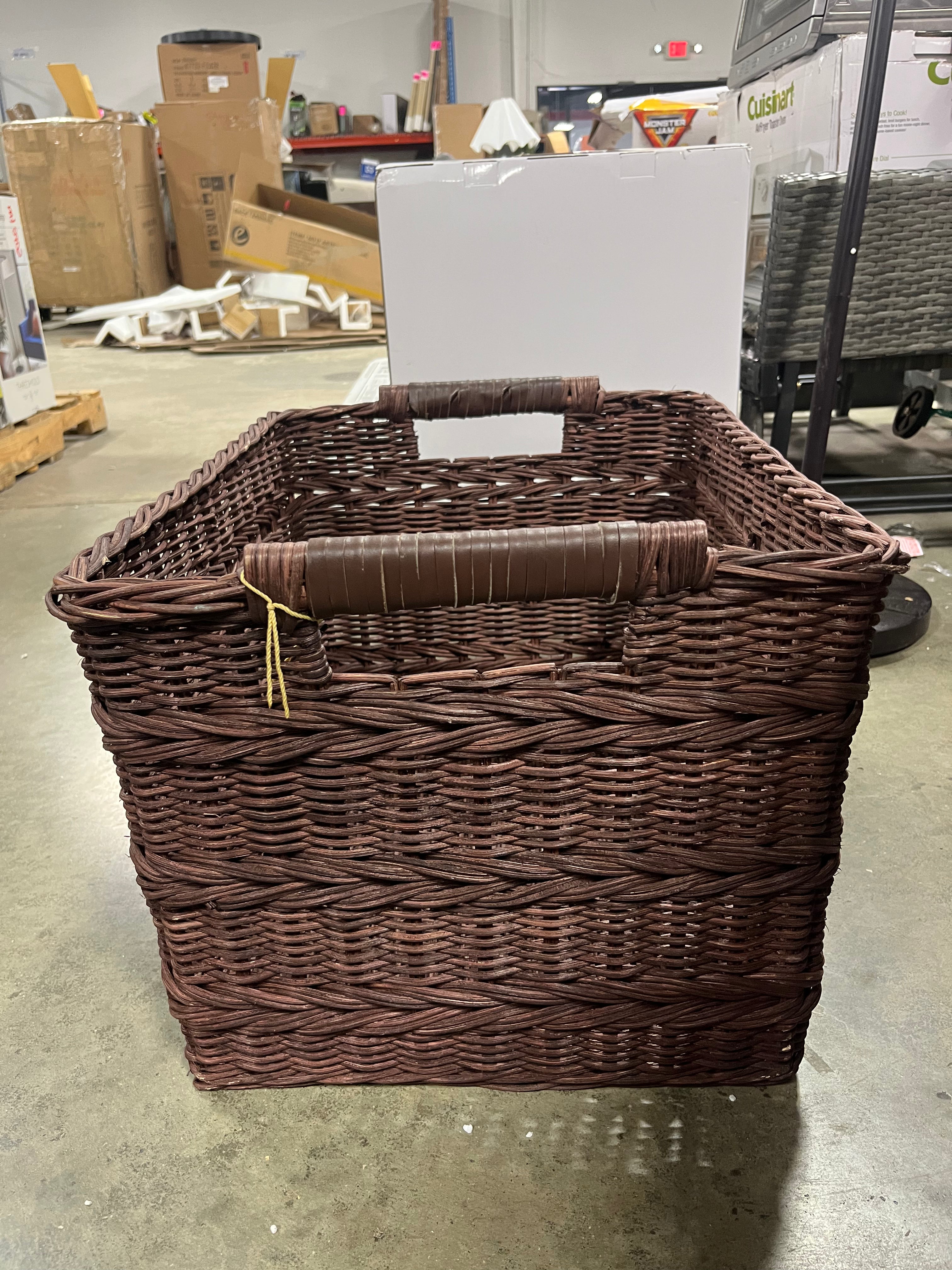 Rectangle Rattan Decorative Basket Dark Brown - FSC Certified Wicker Storage, Spot Clean