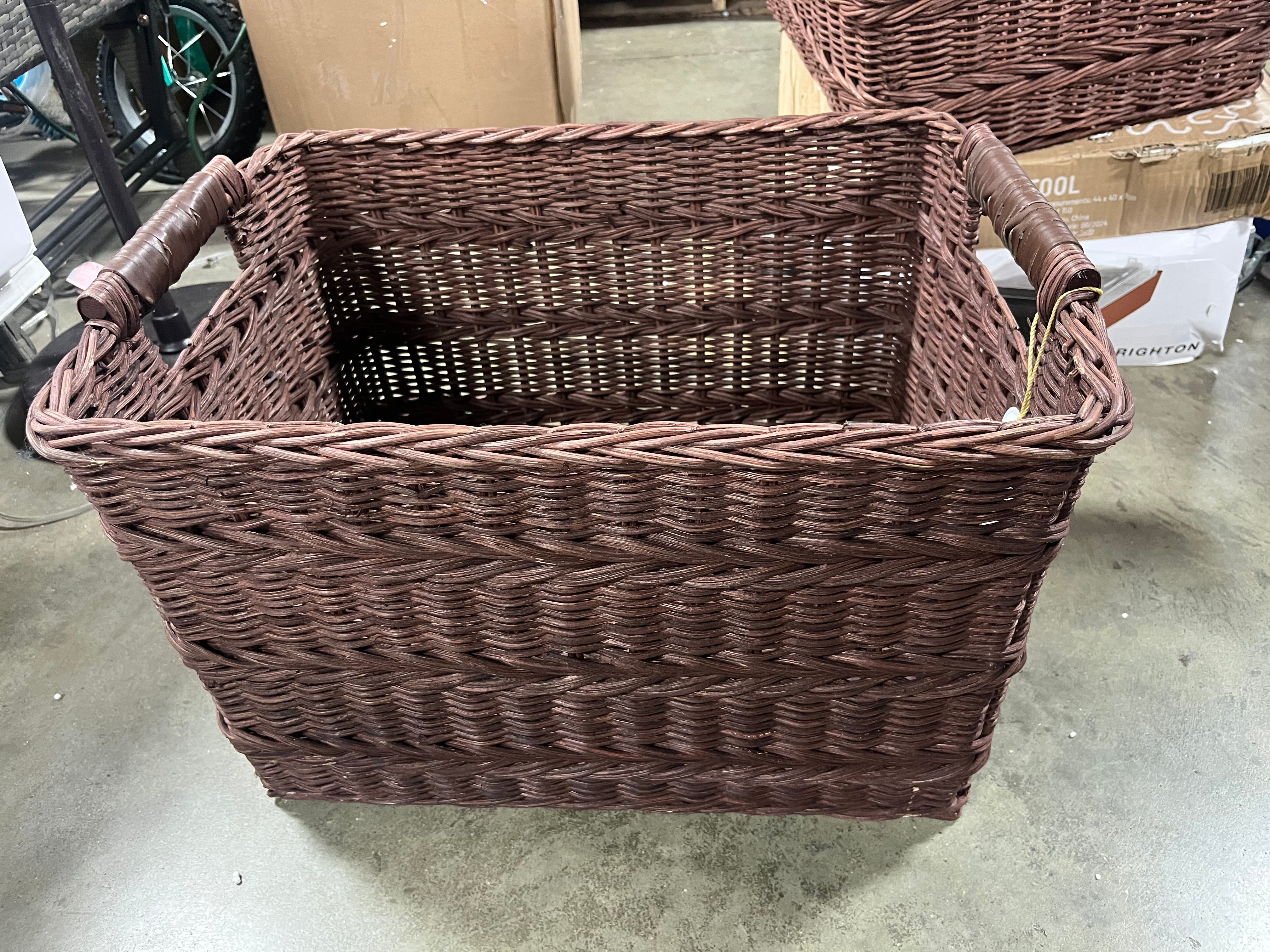 Rectangle Rattan Decorative Basket Dark Brown - FSC Certified Wicker Storage, Spot Clean