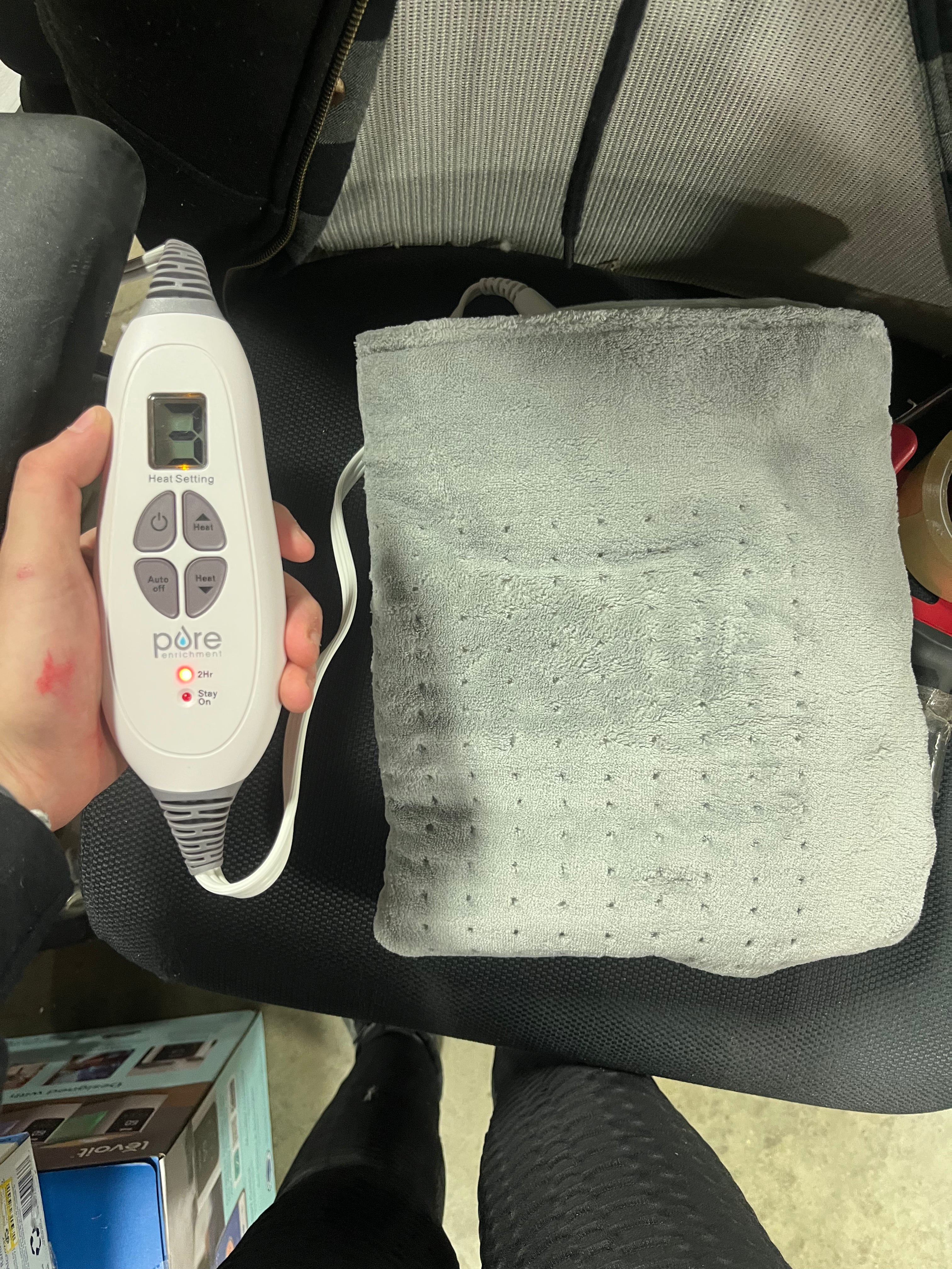 PureRelief with 6 Heat Settings and Auto Shut-off XXL Extra Wide Heating Pad - Charcoal Gray