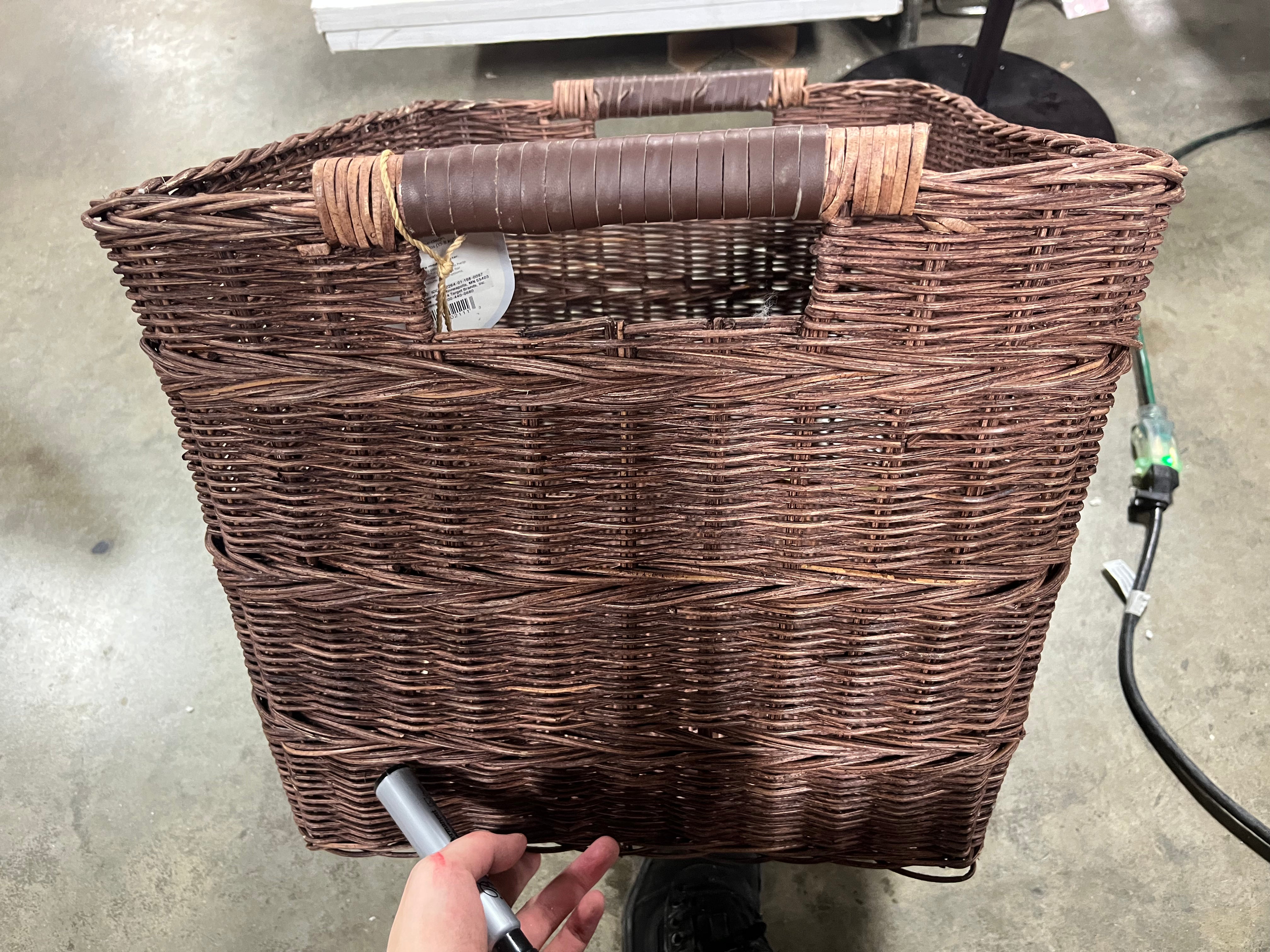 Rectangle Rattan Decorative Basket Dark Brown - FSC Certified Wicker Storage, Spot Clean