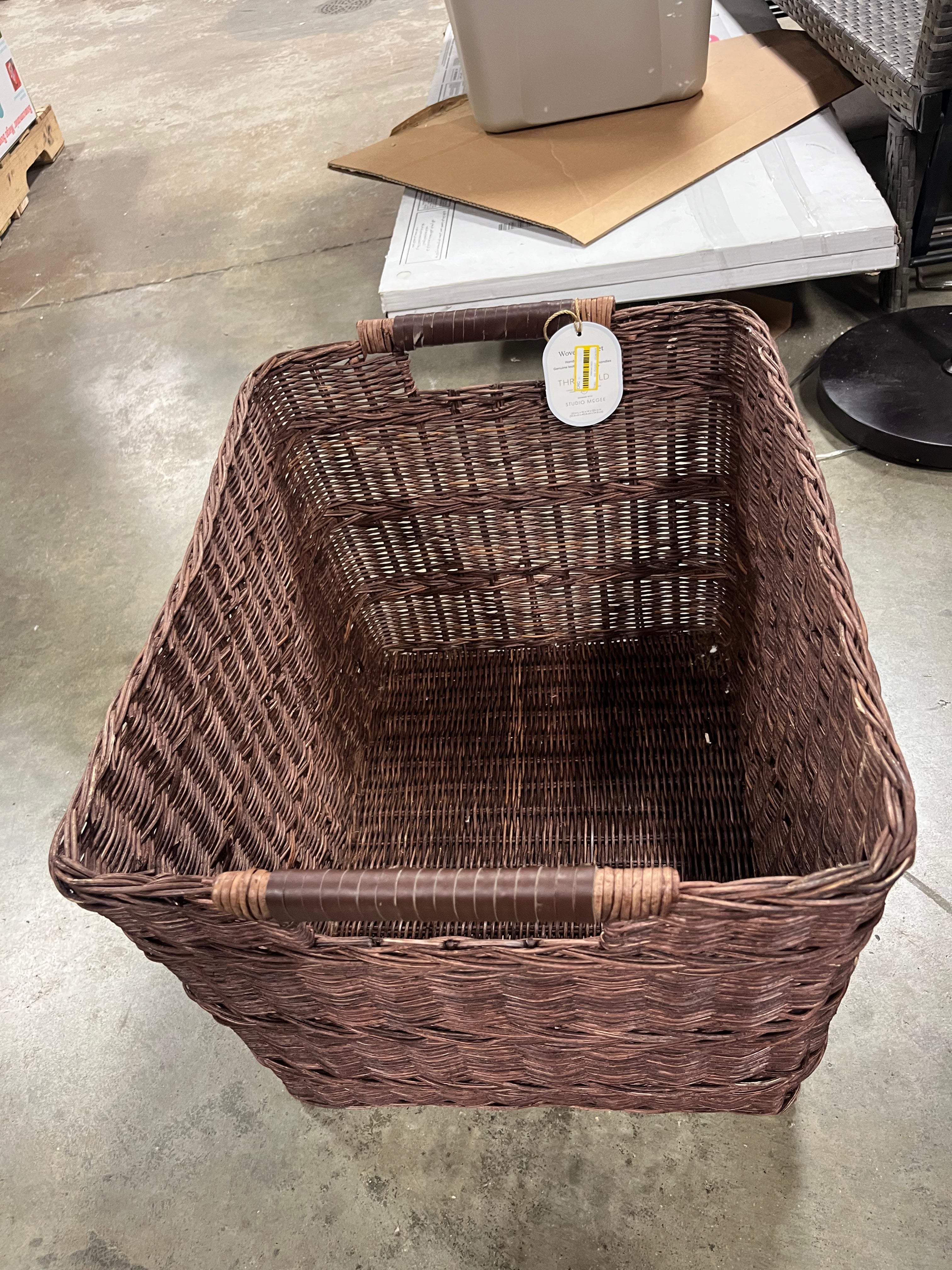 Rectangle Rattan Decorative Basket Dark Brown - FSC Certified Wicker Storage, Spot Clean