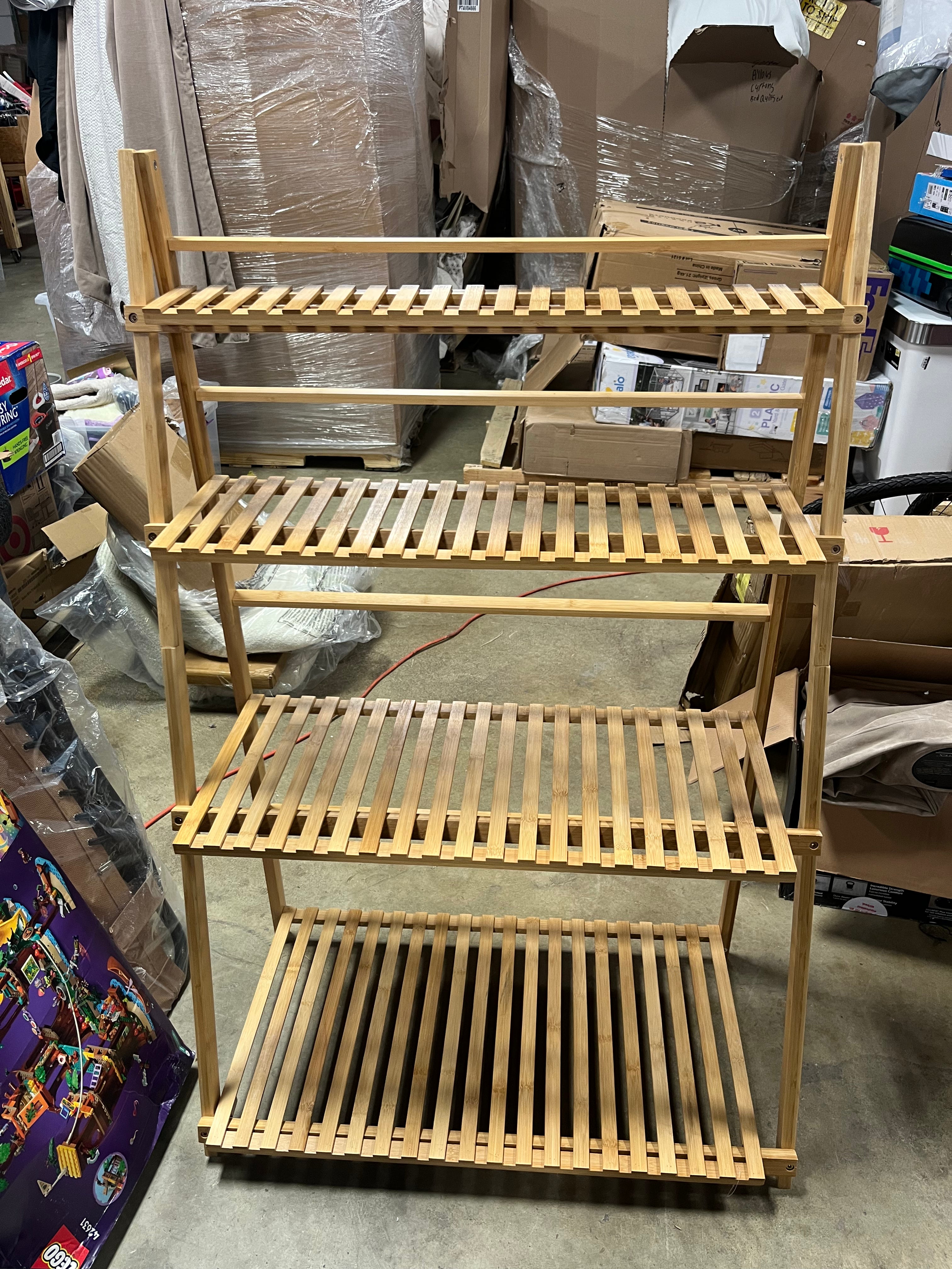 4-Tier Freestanding Indoor/Outdoor Bamboo Ladder Plant Stand and Storage Shelf - Brown