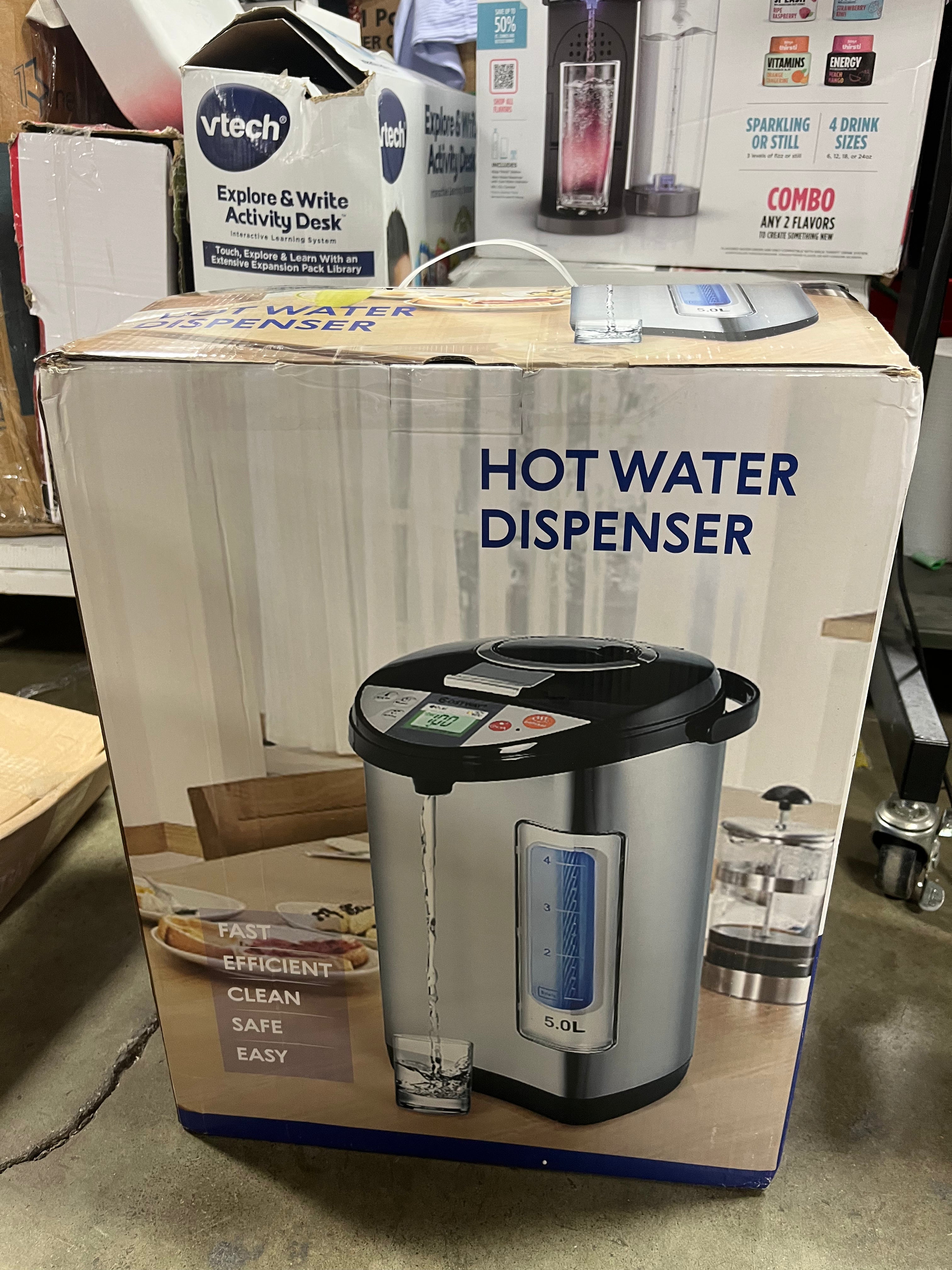 Instant Electric Hot Water Boiler and Warmer, 5-Liter LCD Water Pot with 5 Stage Temperature Settings, Safety Lock to Prevent Spillage, Stainless Steel Hot Water Dispenser