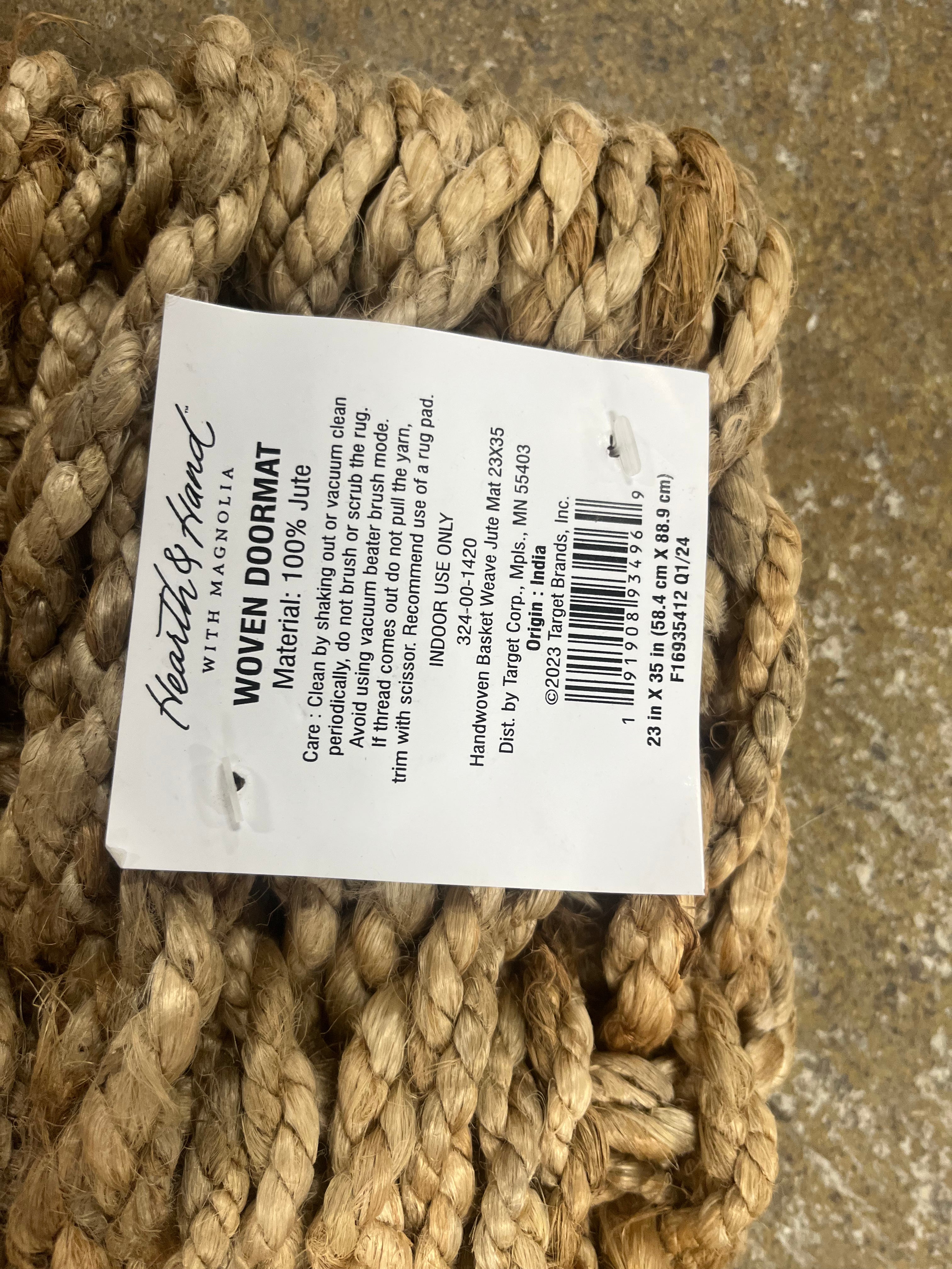 Basket Weave Jute Doormat Natural - 23"x35"
