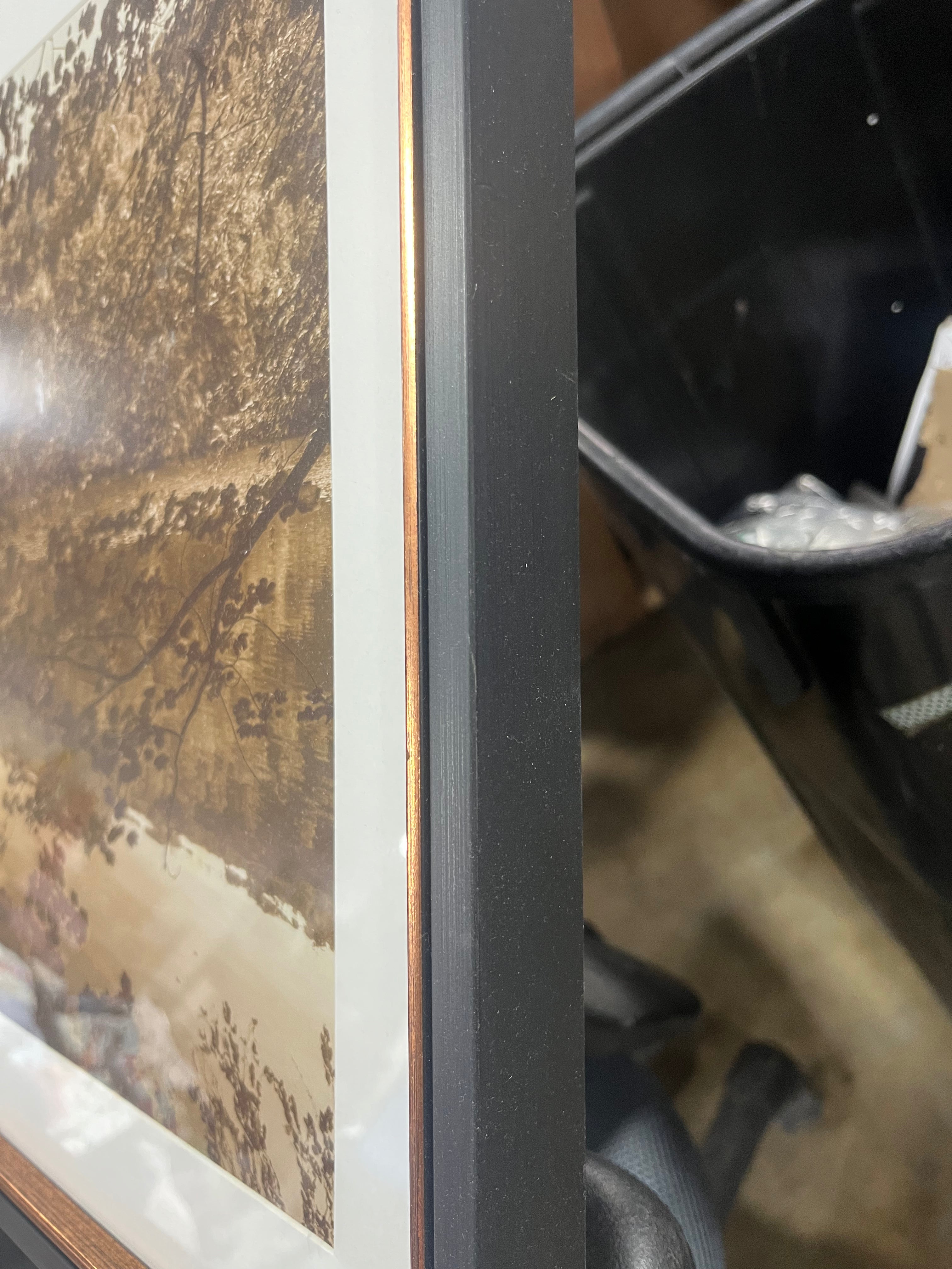 Abstract Lake Framed Wall Art - Modern Decor, Polystyrene Gold & Black Frame