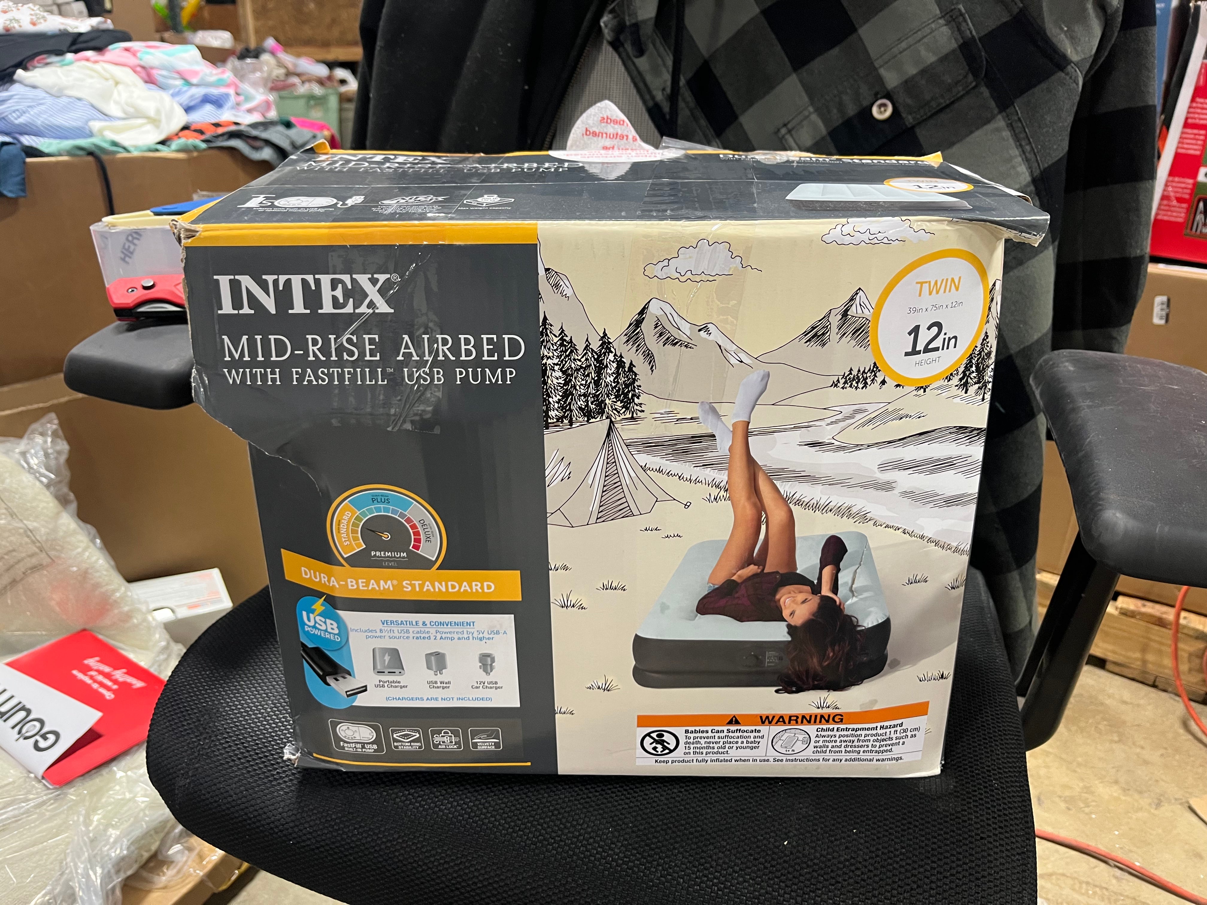 Mid Rise Air Mattress with Internal USB Pump - Twin Size