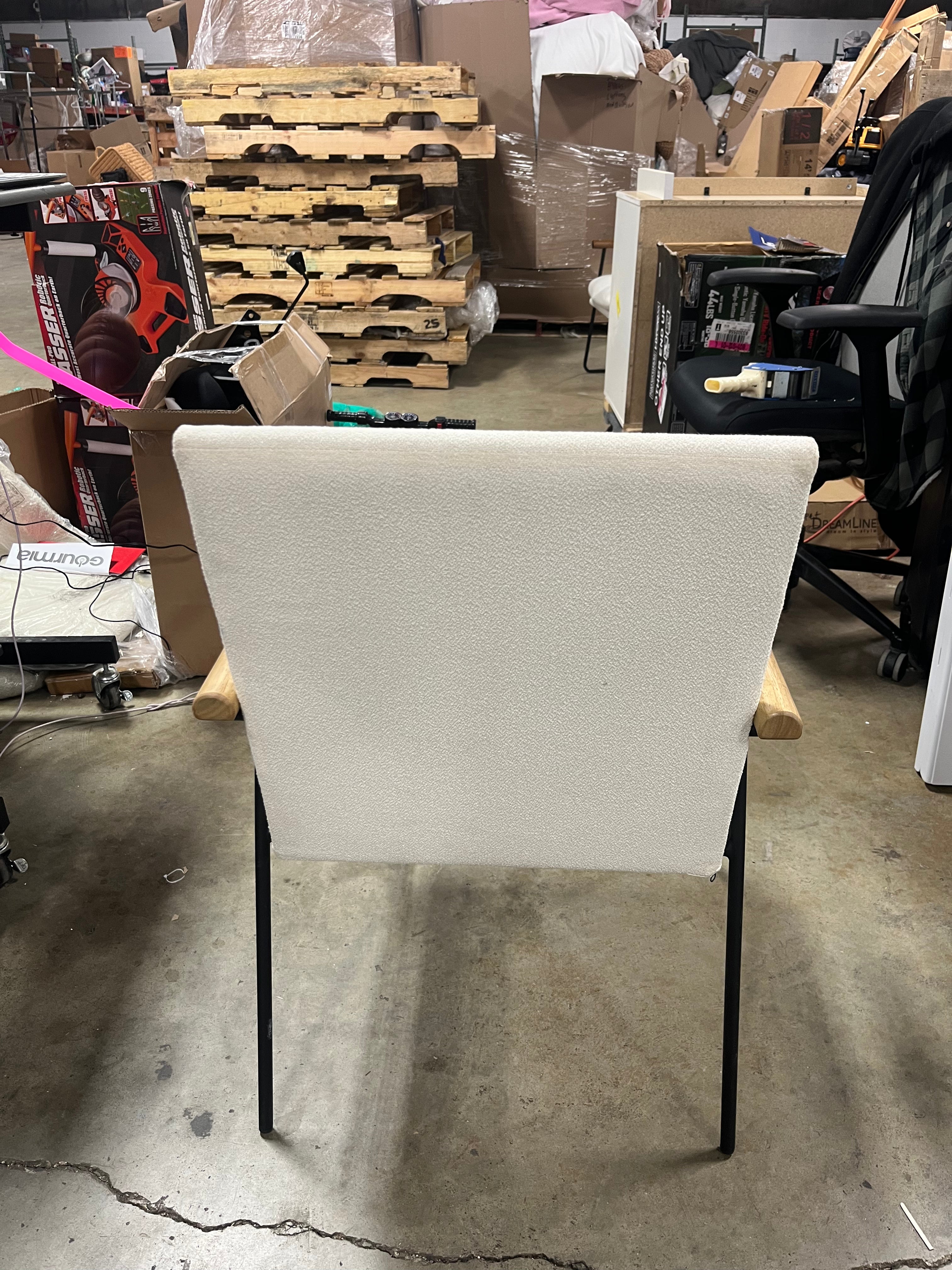 No back cushioned Lewes Wood Arm Upholstered Dining Chair with Metal Legs