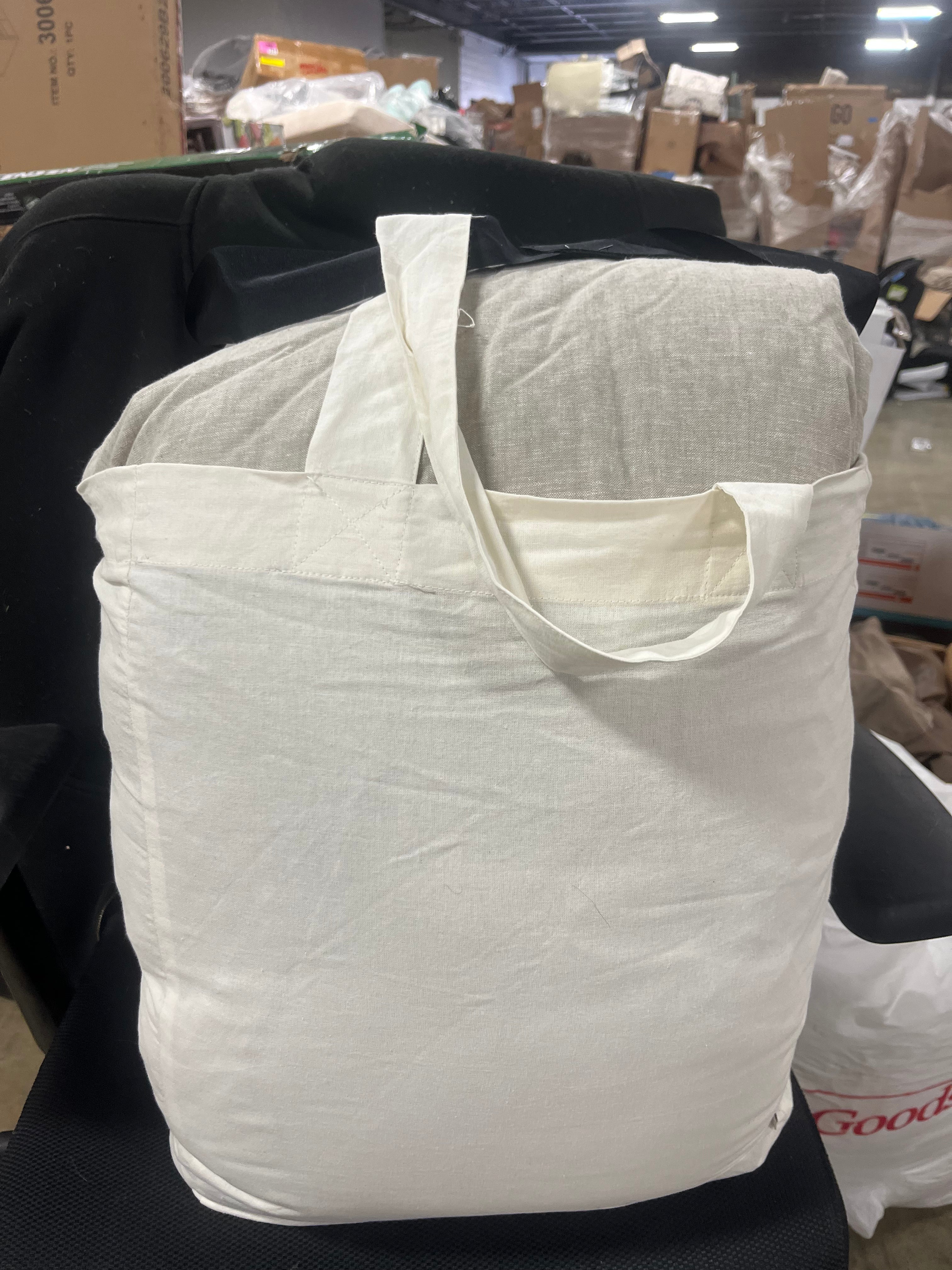 3pc Linen Blend Comforter Jet Gray - Full/Queen
