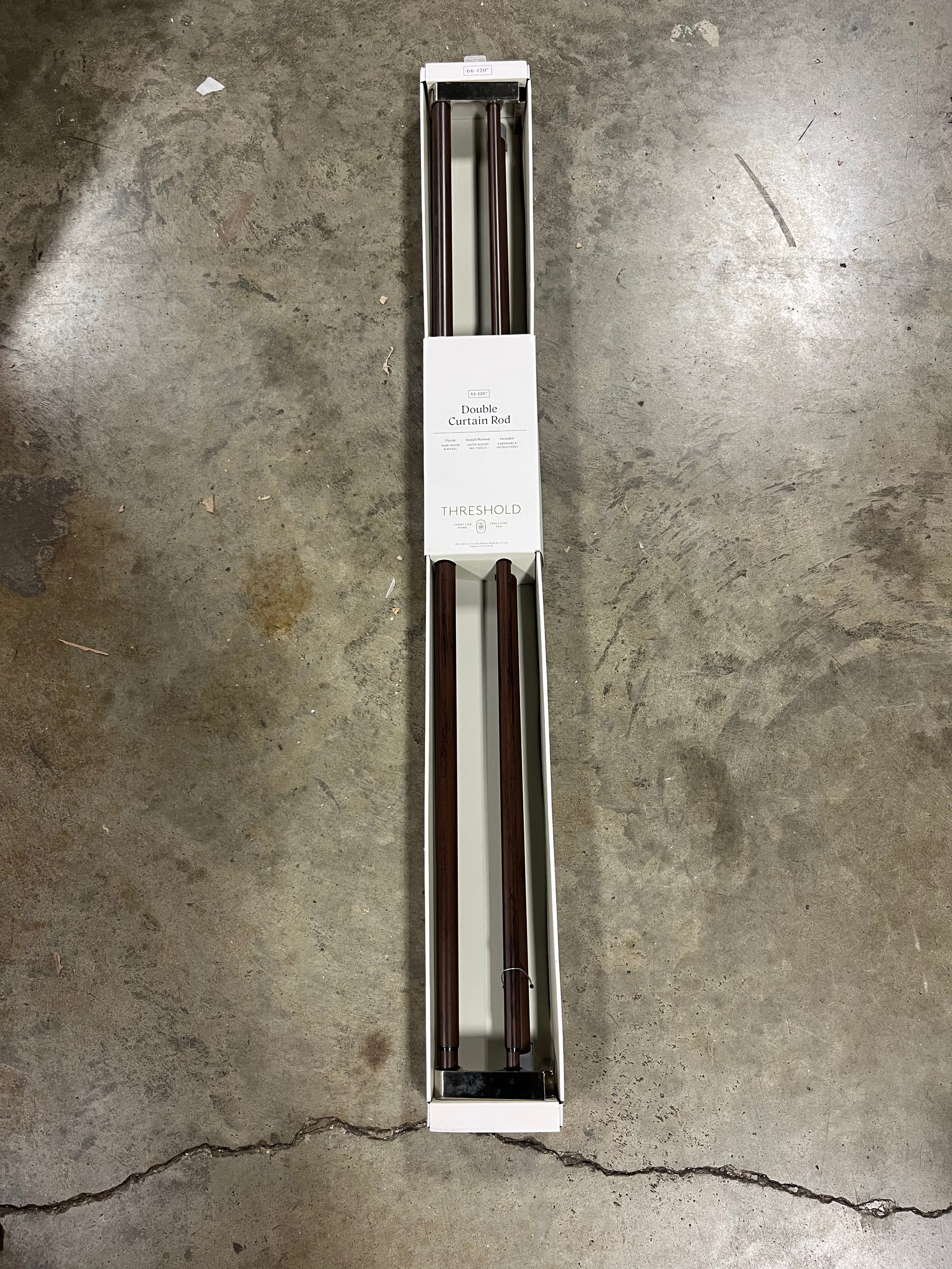 Double Curtain Rod with Easy Install Nickel/Dark Brown
