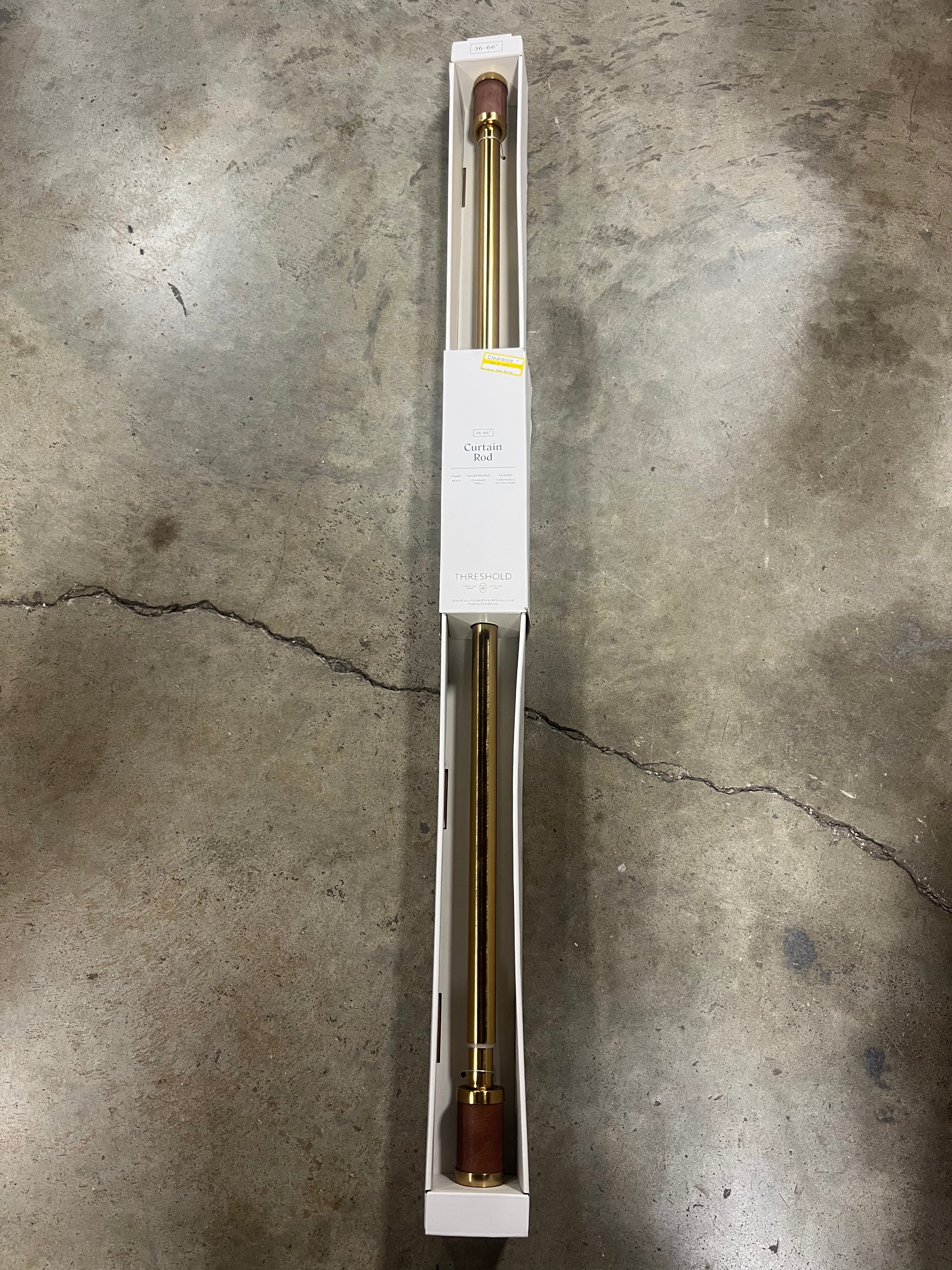 Faux Leather Cylinder Plated Curtain Rod Brass