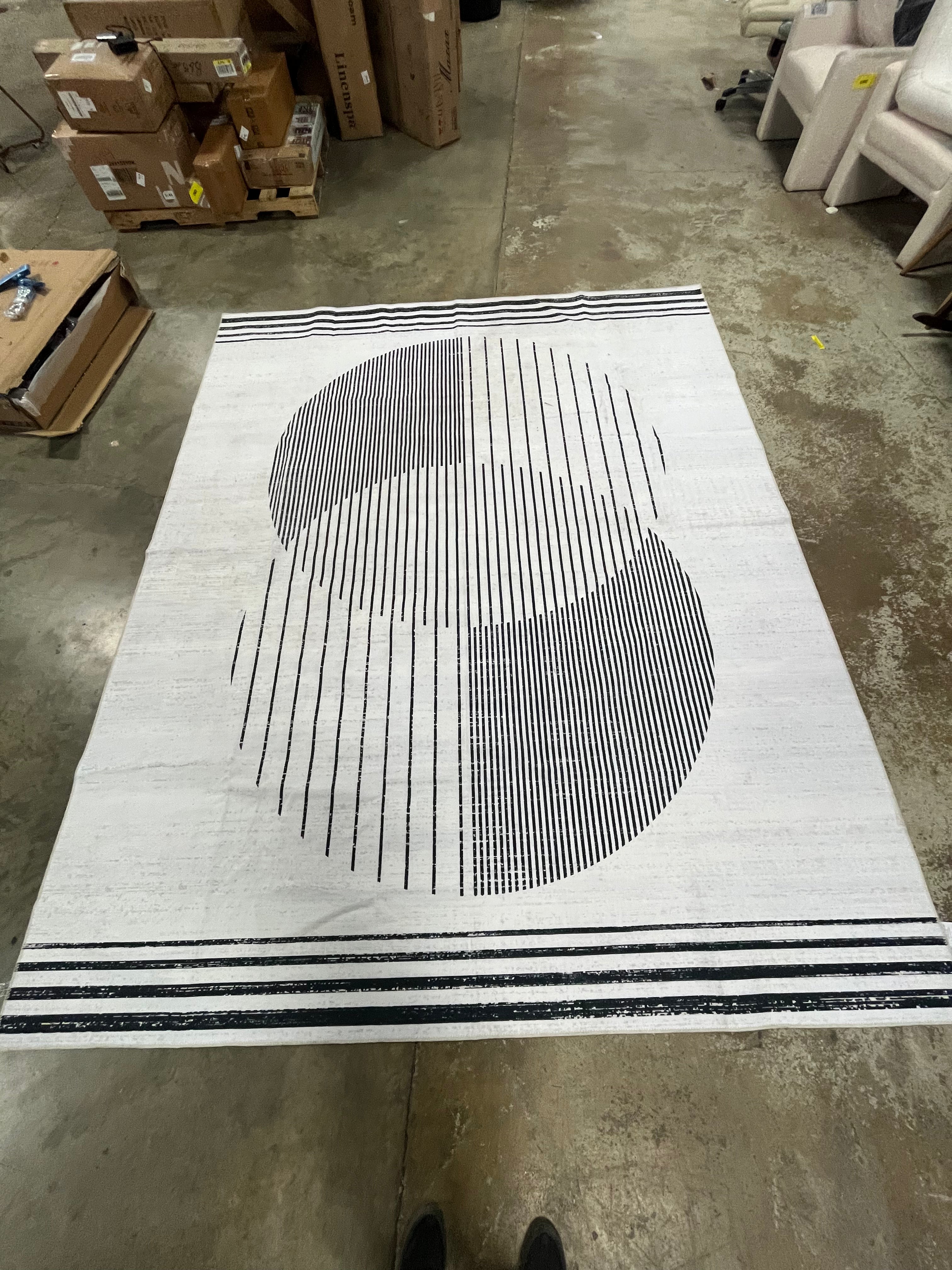 Aurora 8 x 10 (ft) Loomed Polyester Grey Rectangular Indoor Geometric Machine washable Area rug