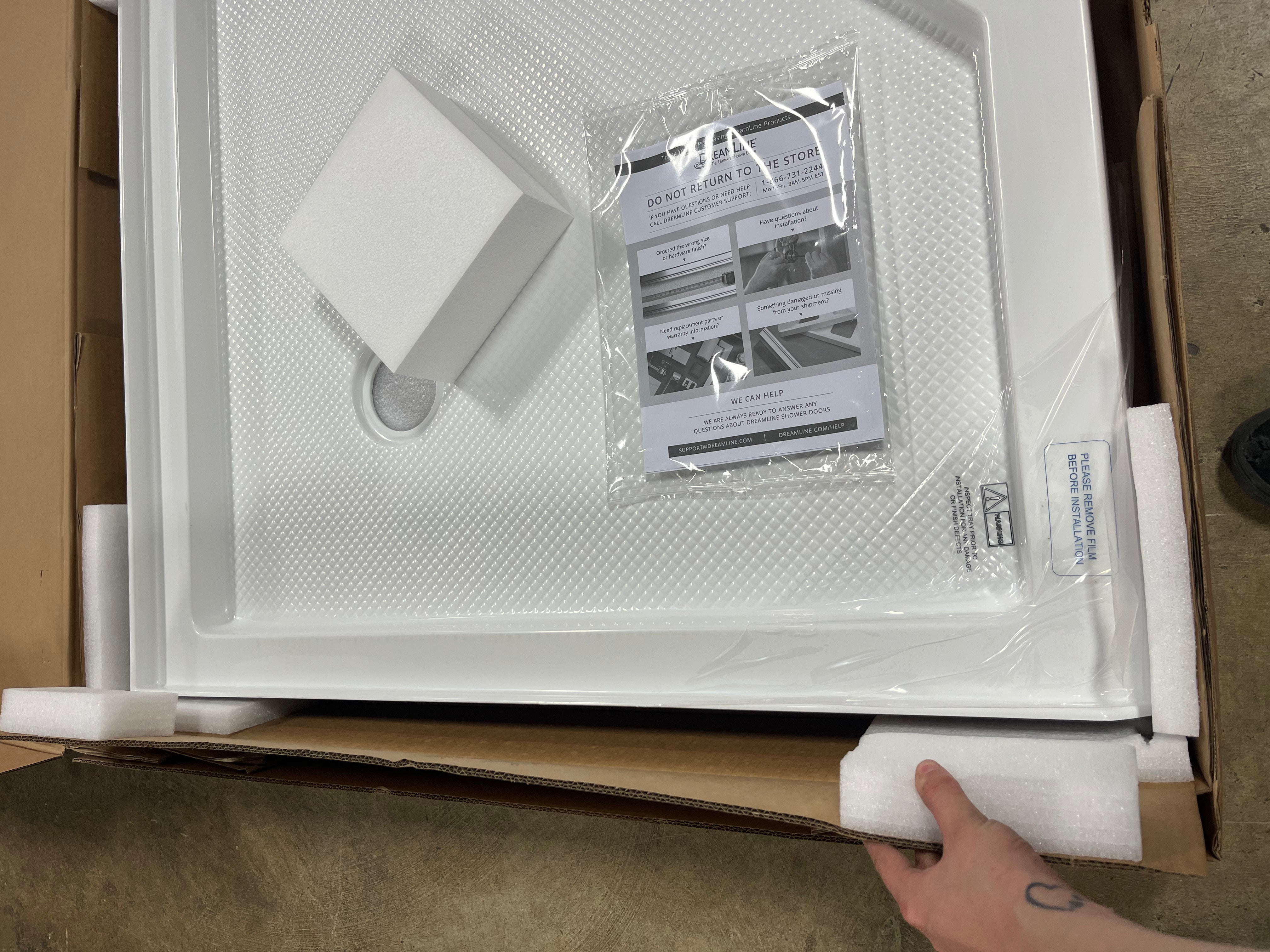 DreamStone Shower Base with Single Threshold and Corner Drain