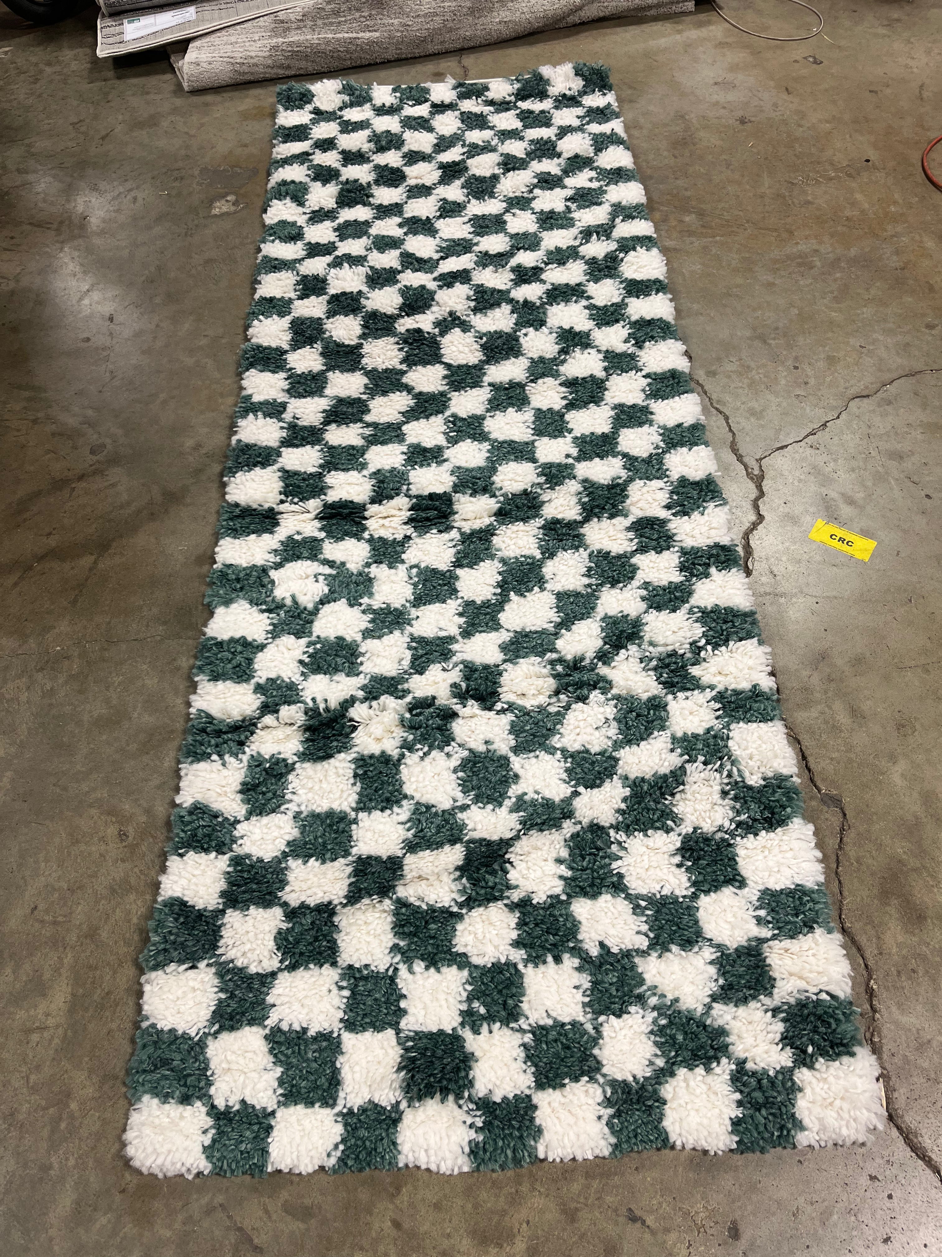 Adelaide Mid-Century Checkered Shag Indoor Area Rug 2'8"x8'