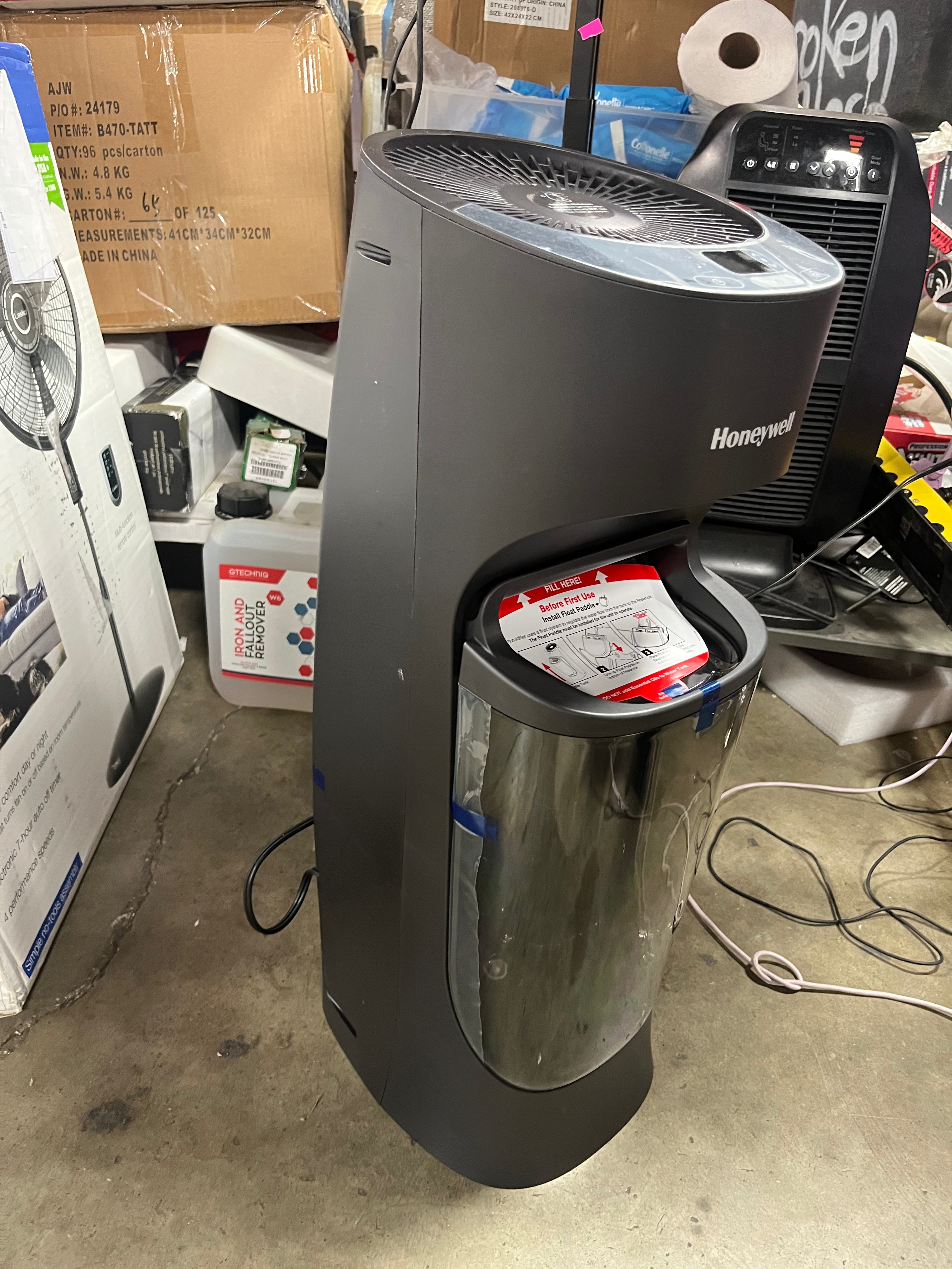 Removable Top Fill Tower Humidifier: Cool Mist, 3 Settings, Adjustable Humidity, Portable, Black, ETL Listed