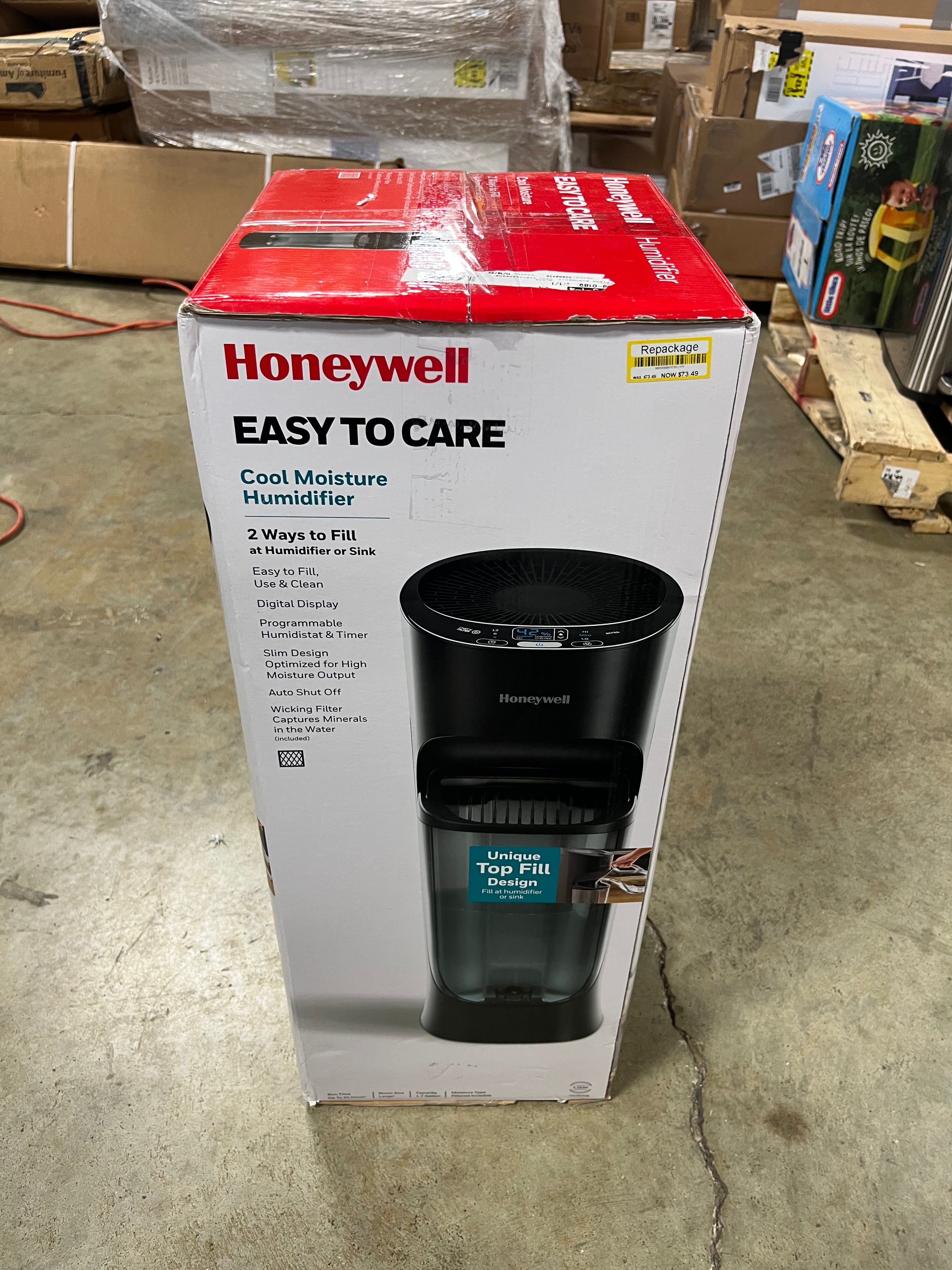 Removable Top Fill Tower Humidifier: Cool Mist, 3 Settings, Adjustable Humidity, Portable, Black, ETL Listed