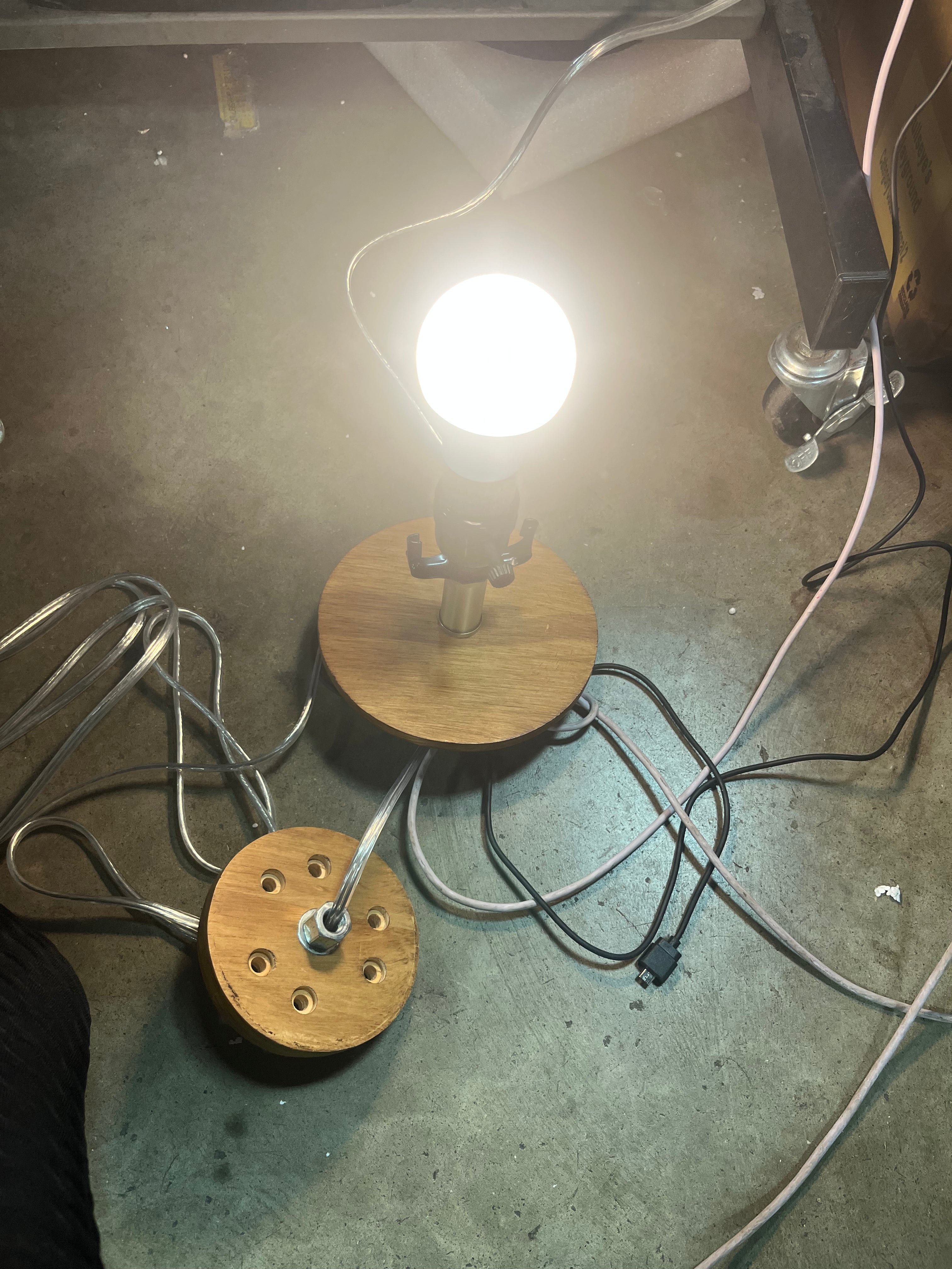 Oak Wood Tripod Floor Lamp Dark Brown