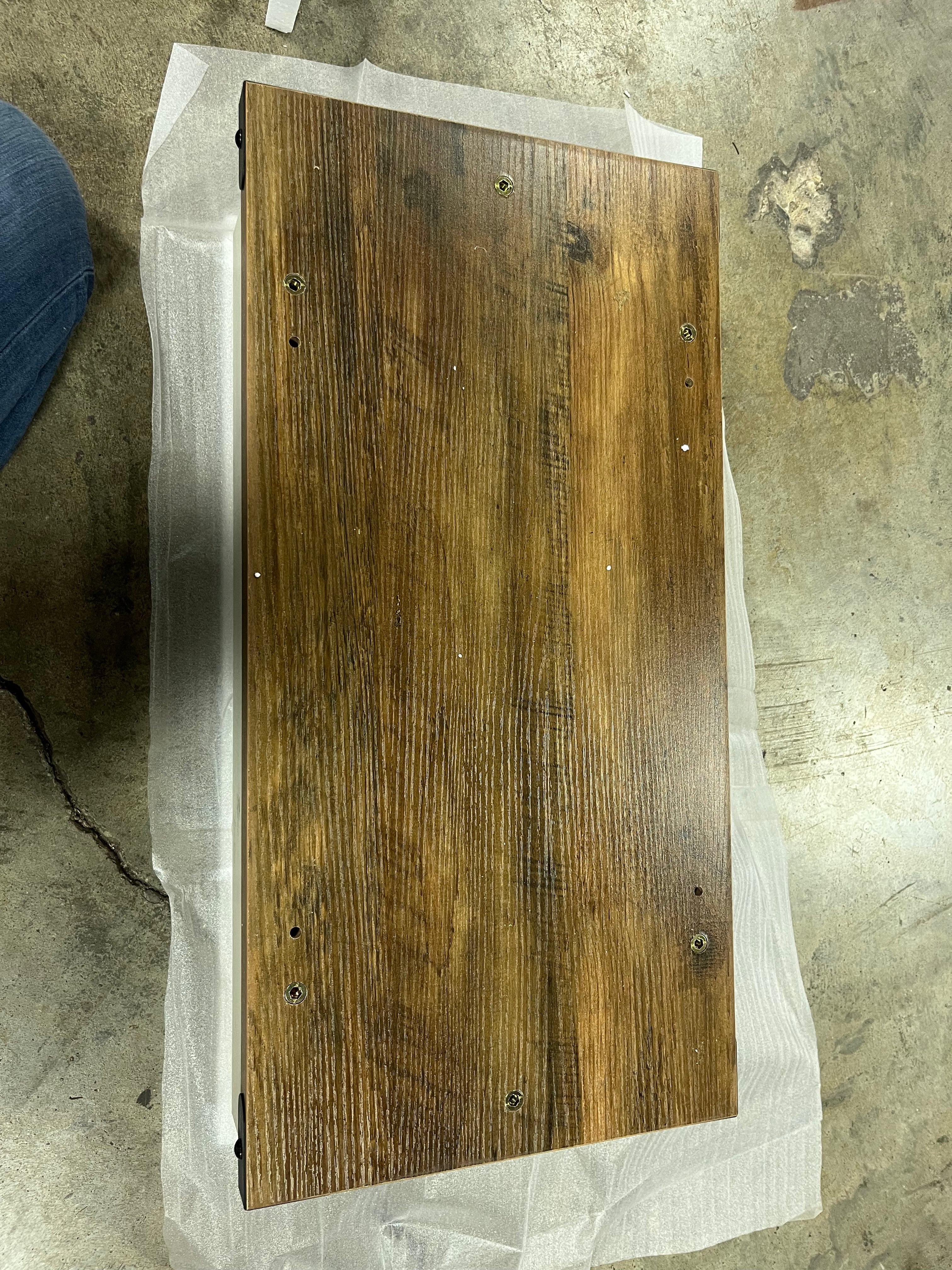2-Tier End Table, Side Table with Bottom Shelf, Nightstand, Rustic White and Honey Brown