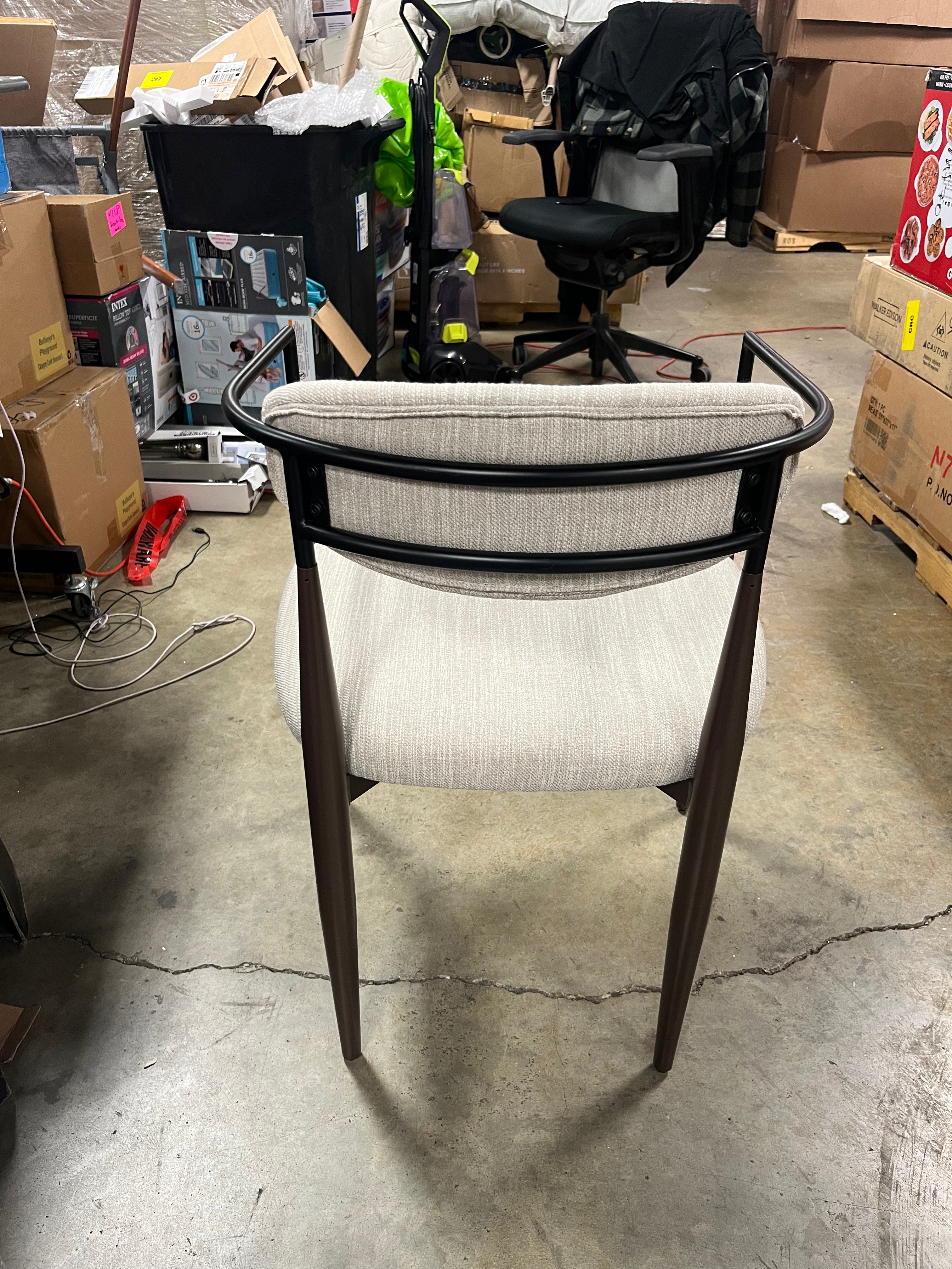 Judith Upholstered Iron Dining Chair (1-Piece), Beige and Black and Gold