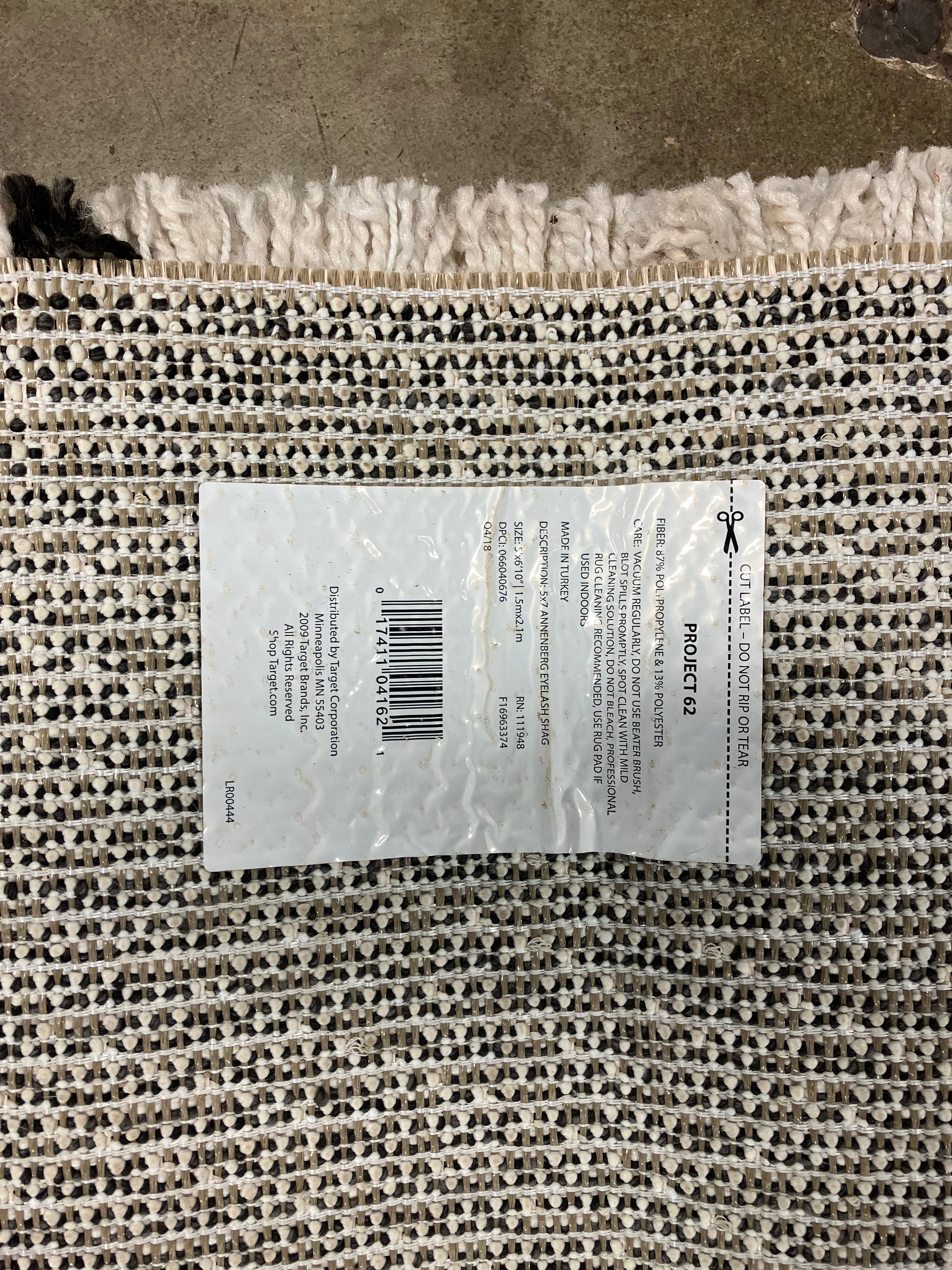 Modern Shag Rug 5x7 Ivory and Black Area Rug