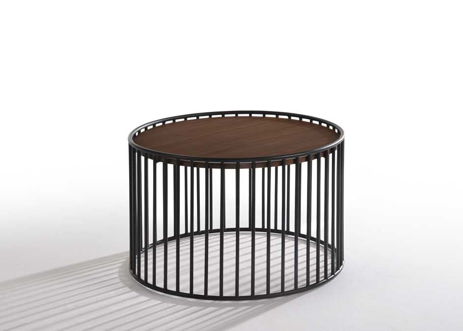 Modrest Bronson Modern Walnut & Black Round Coffee Table SHOWROOM ONLY ITEM